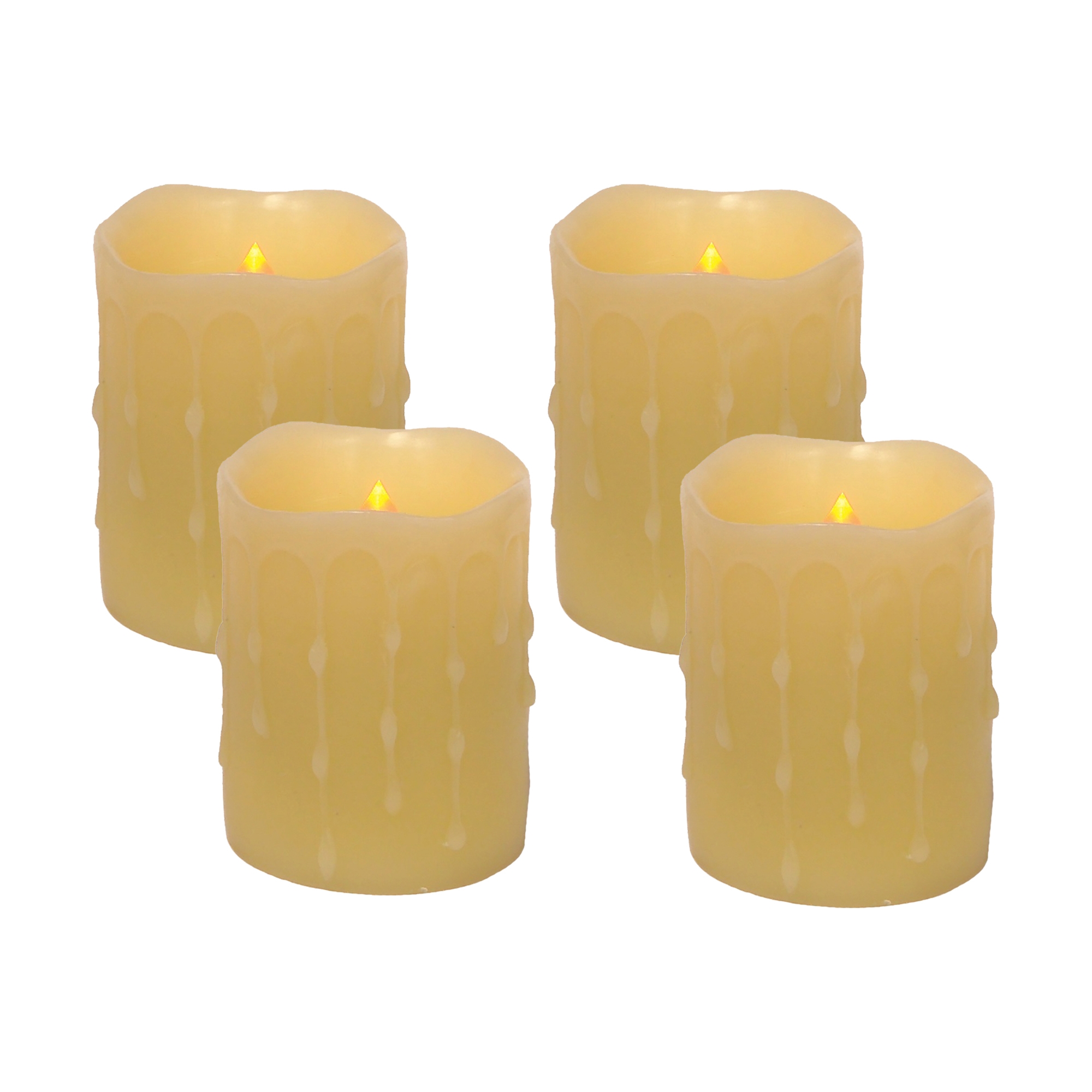 LED Wax Dripping Pillar Candle (Set of 4) 3