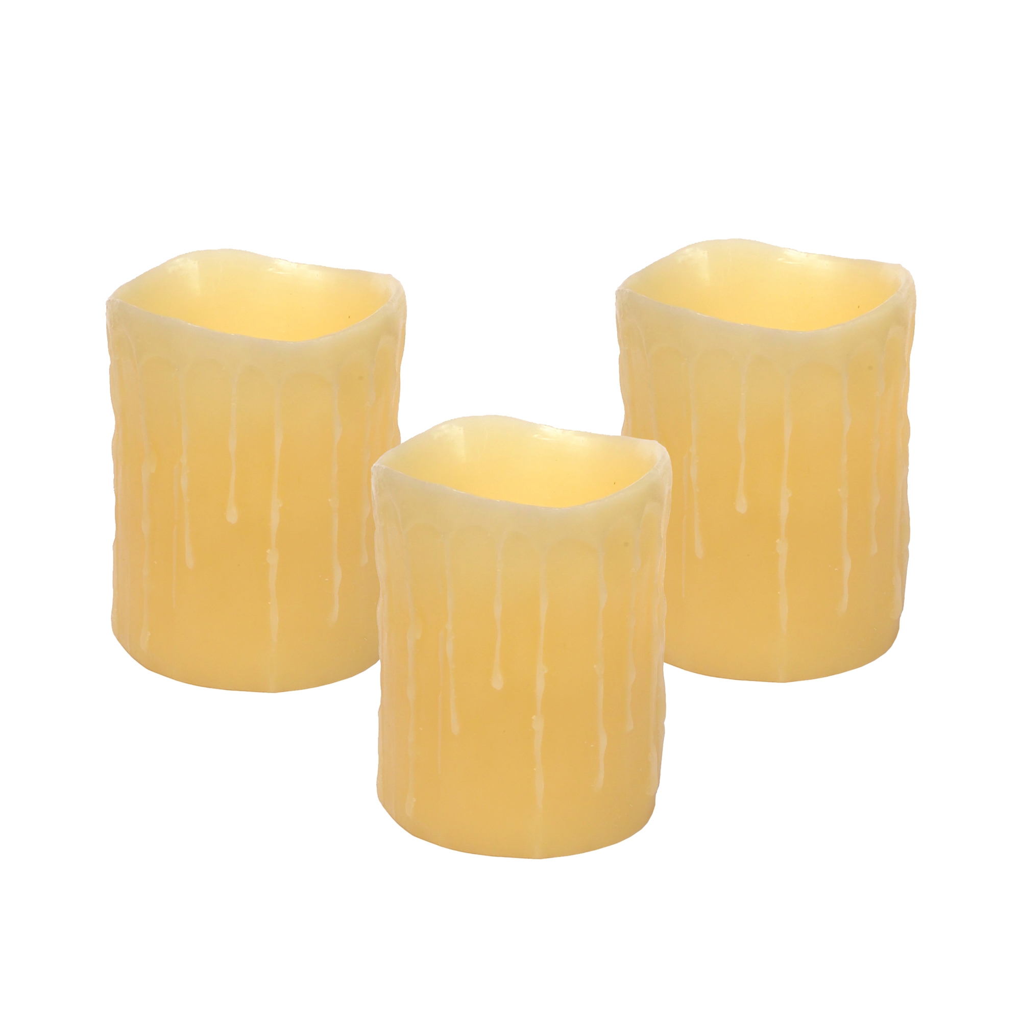 LED Wax Dripping Pillar Candle (Set of 3) 4