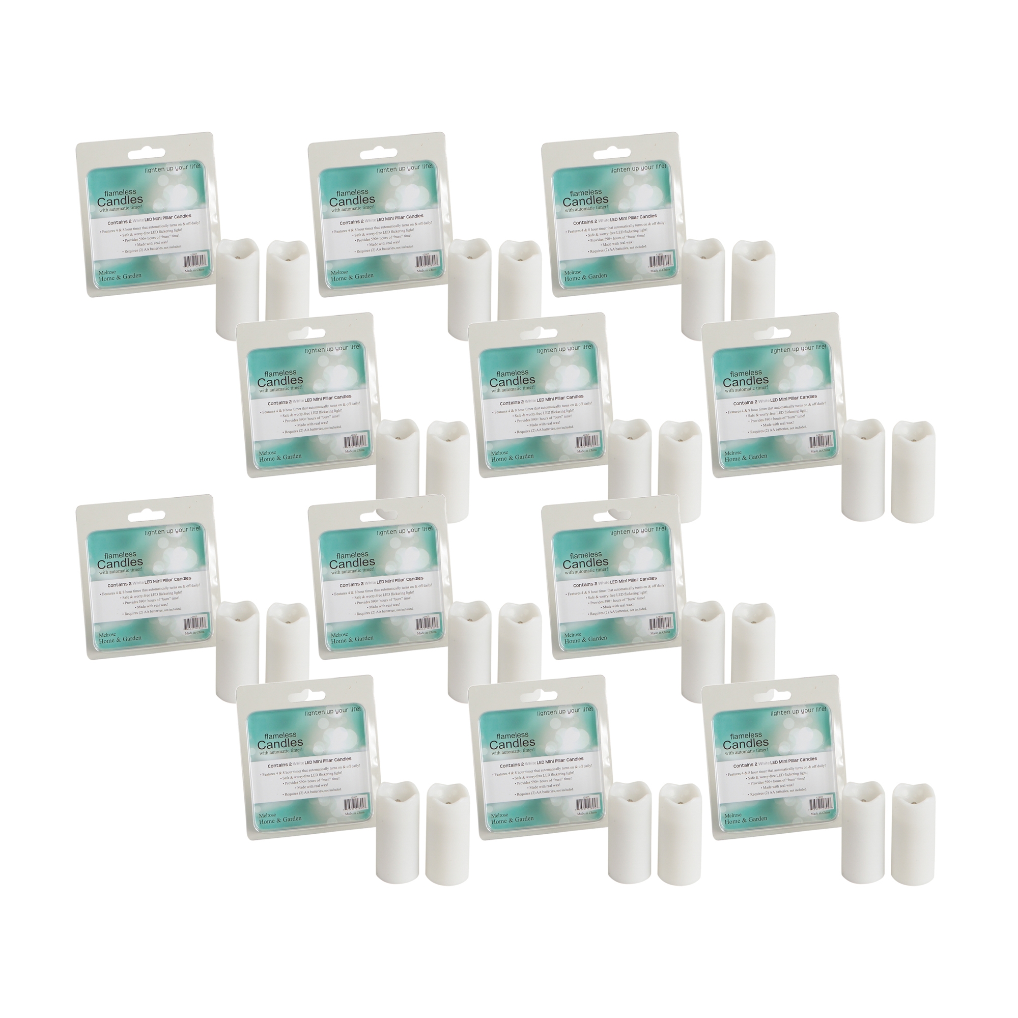 LED Mini Pillar Candle w/Timer (Set of 12) 1.4