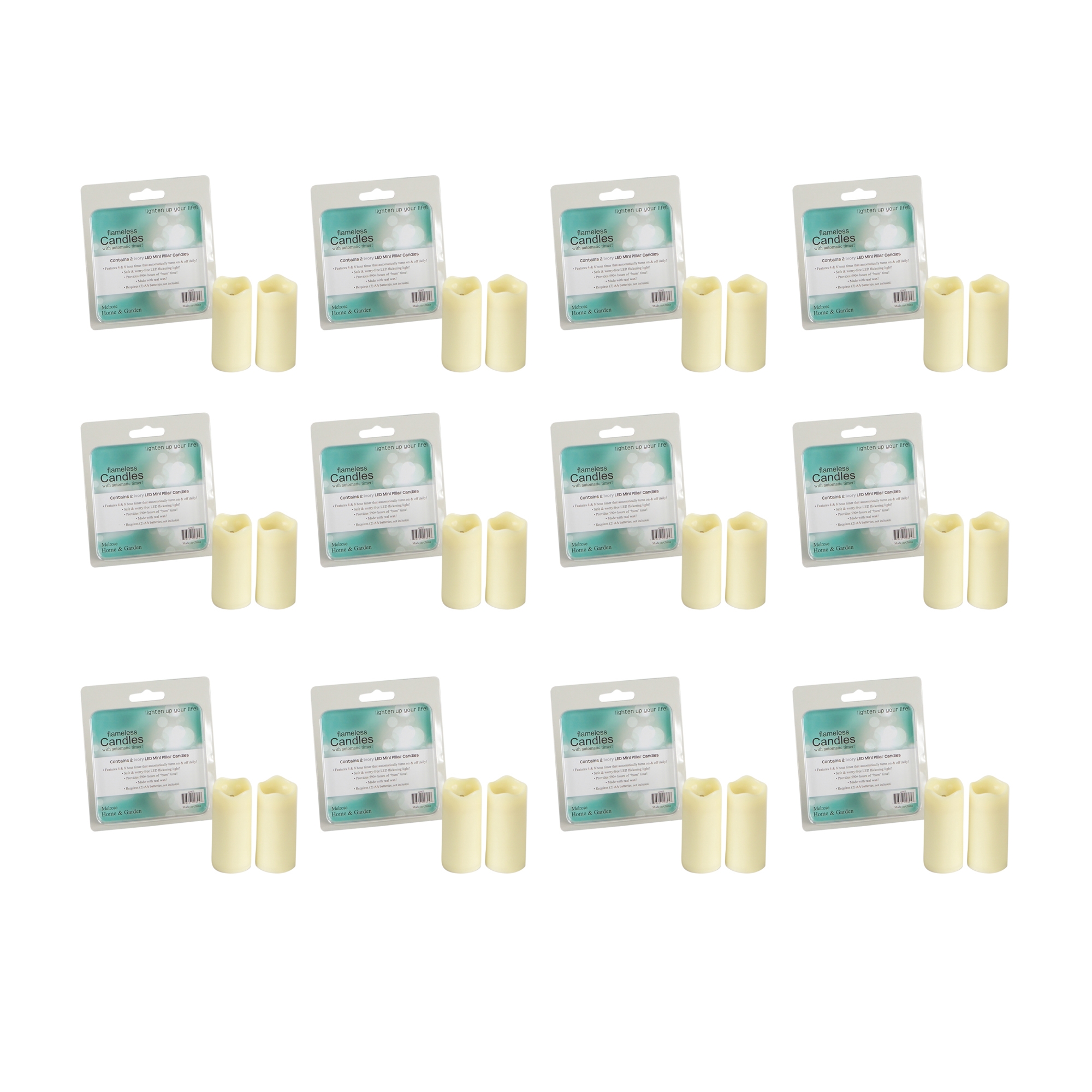 LED Mini Pillar Candle w/Timer (Set of 12) 1.4