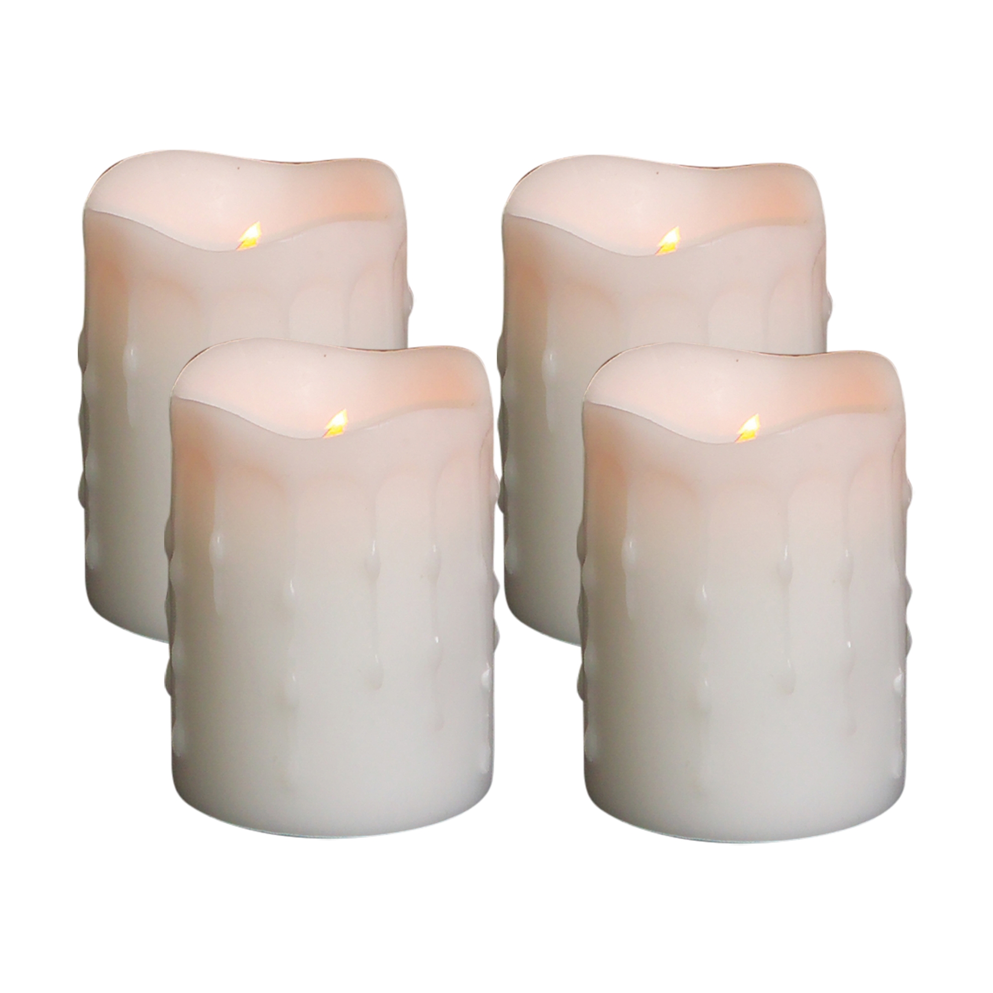 LED Wax Dripping Pillar Candle (Set of 4) 3