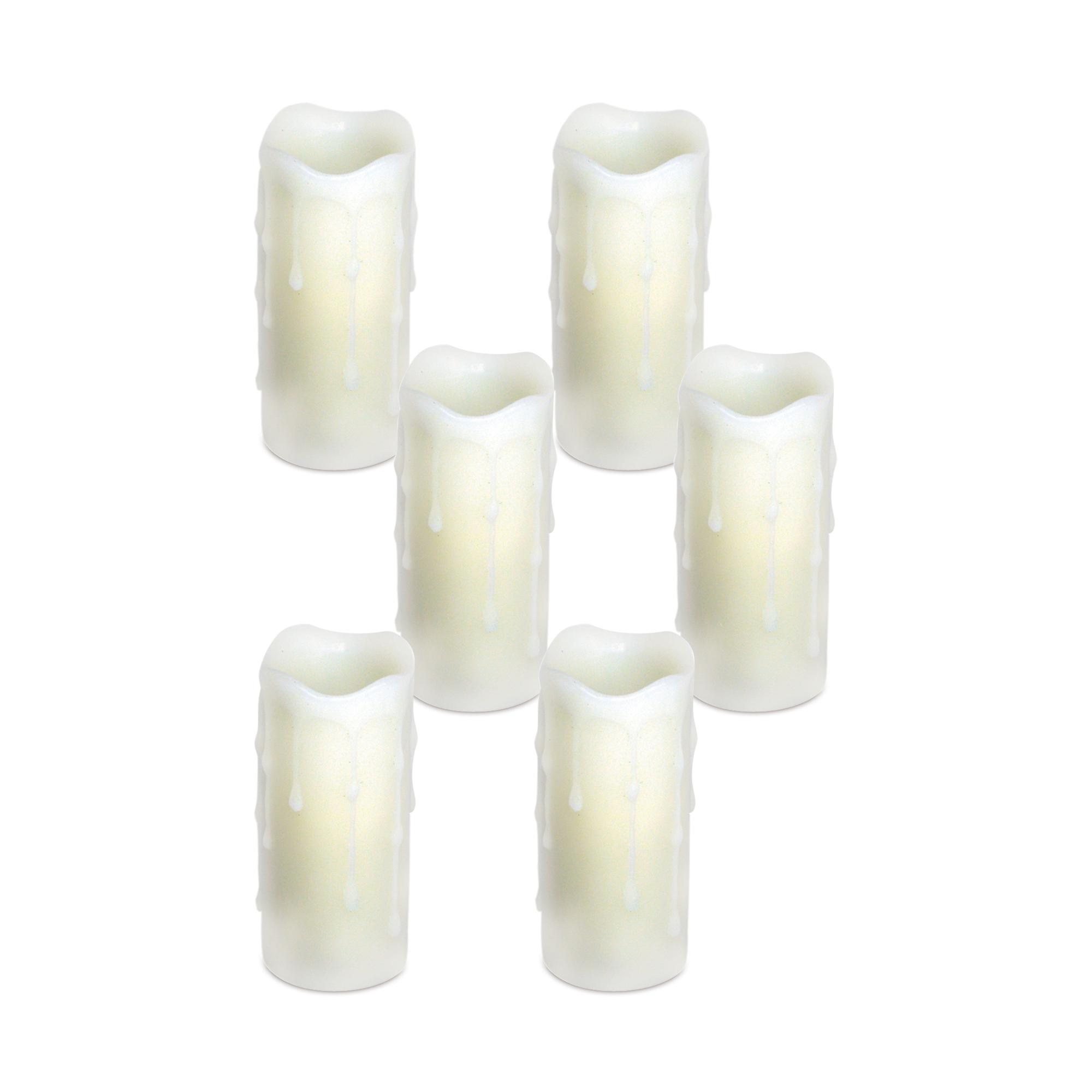 LED Wax Dripping Pillar Candle (Set of 6) 1.75