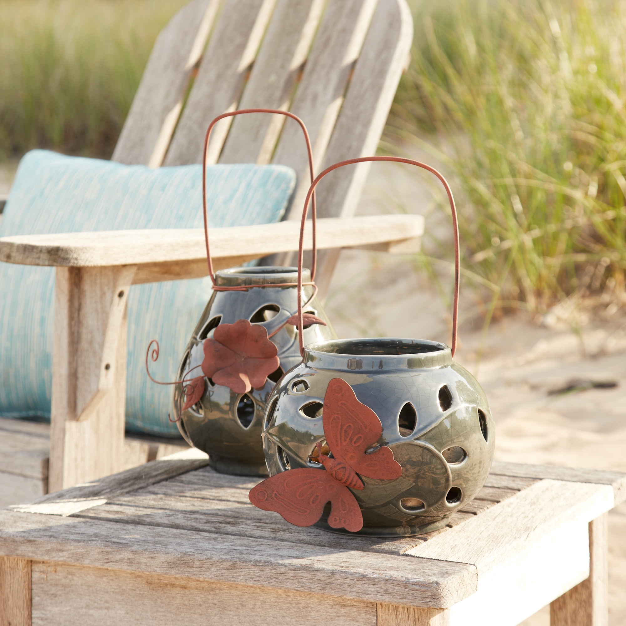 Leaf Pattern Lanterns (Set of 2) 6.25