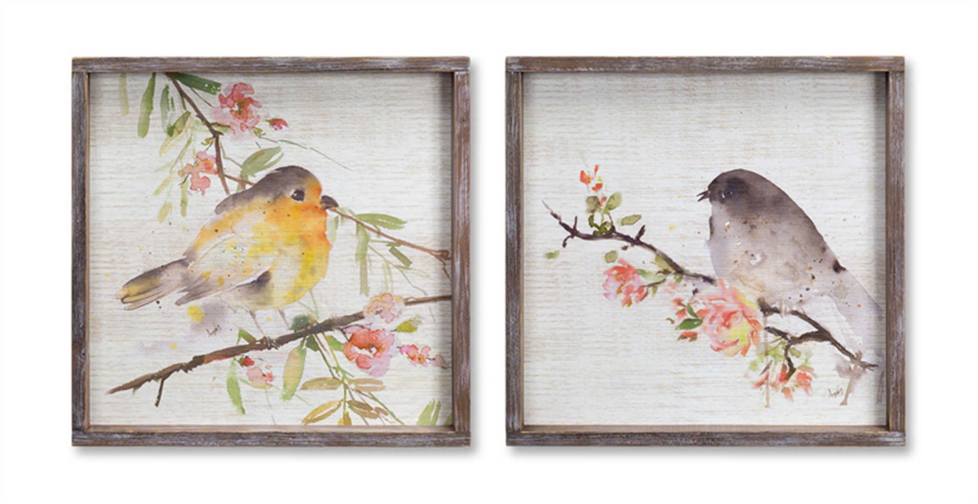 Bird/Framed Plaque (Set of 2) 16.5