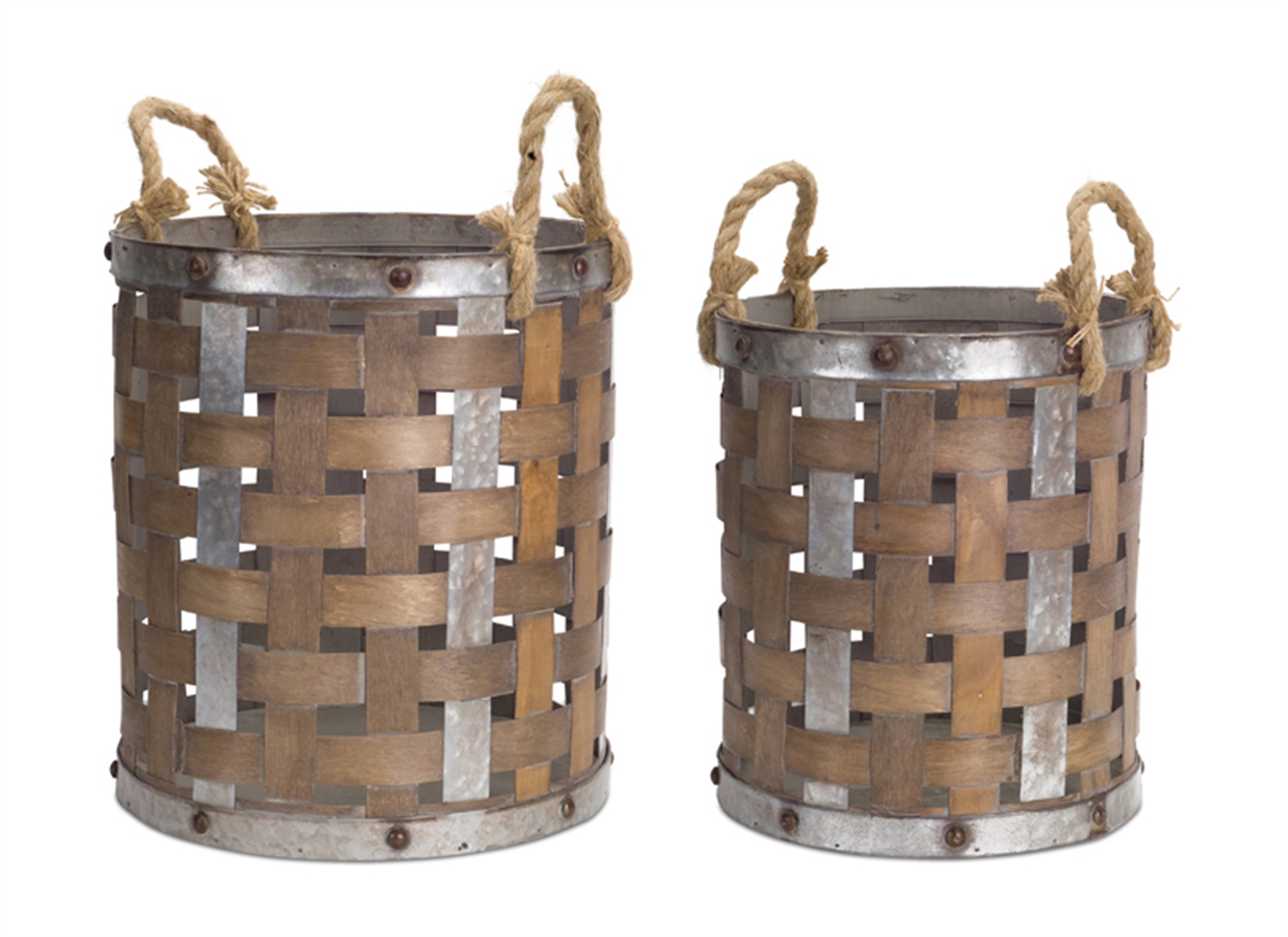 Pail with Rope Handle (Set of 2) 15.5
