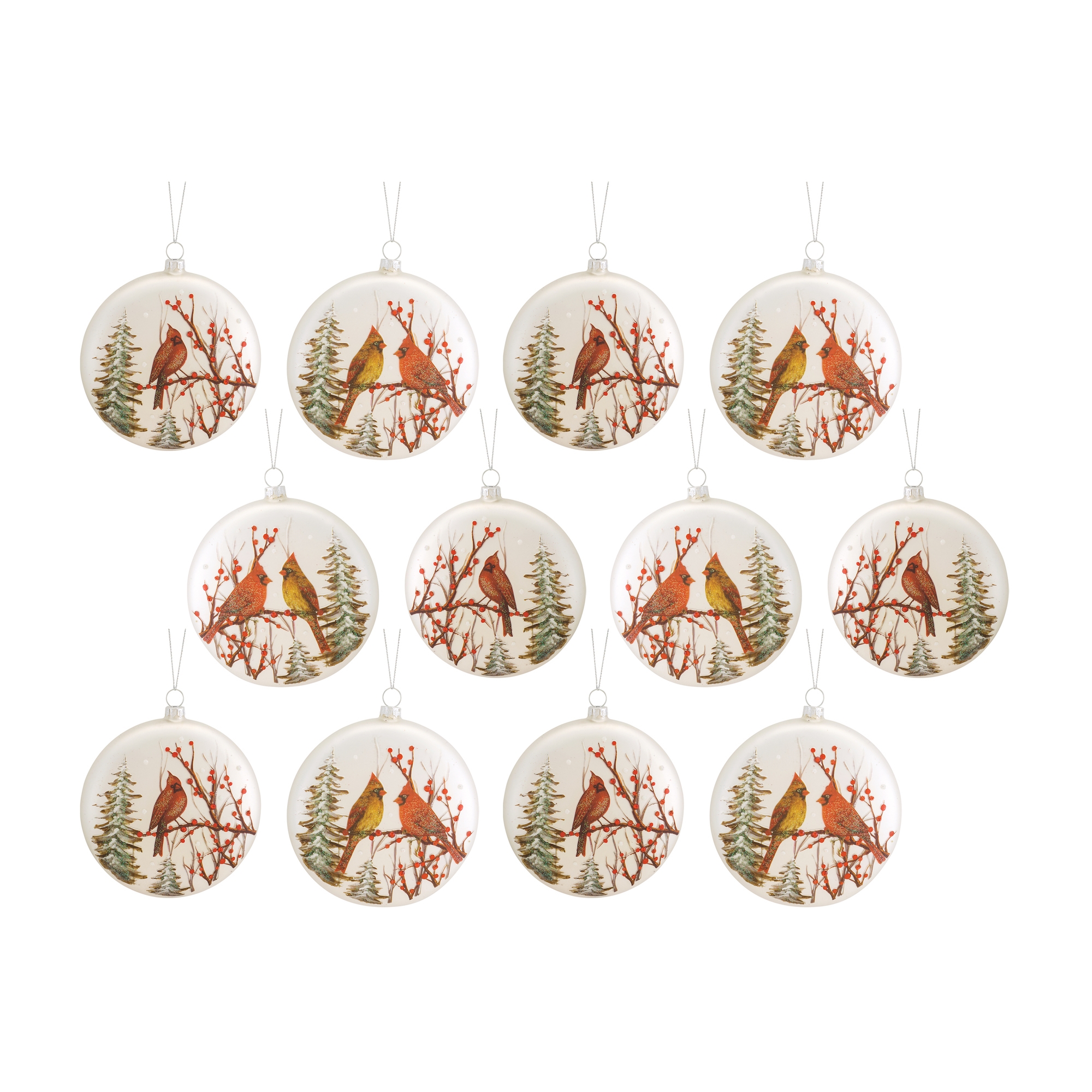 Cardinal/Tree Ornament (Set of 12) 5.5