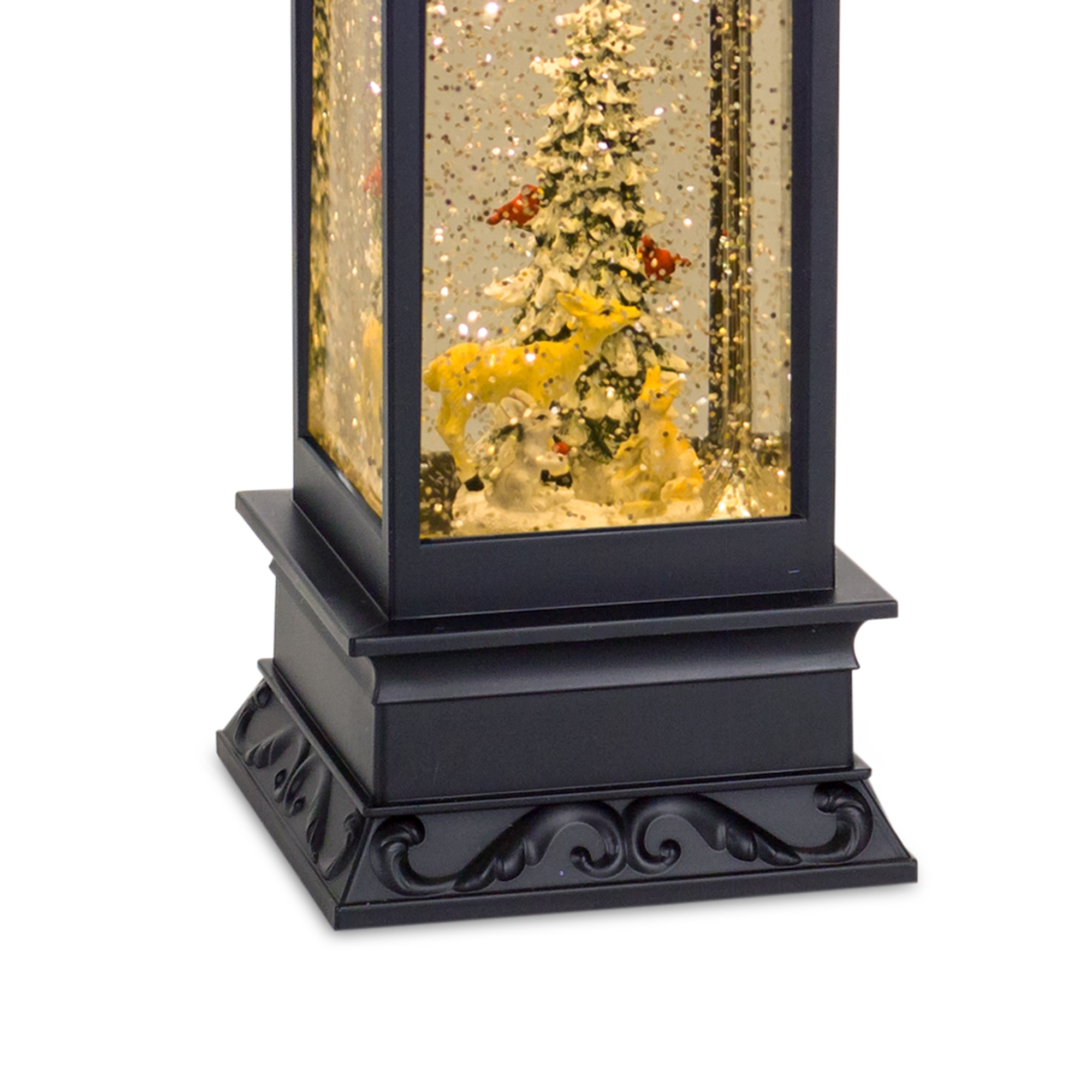 Lantern Snow Globe with Tree and Animals 10.5
