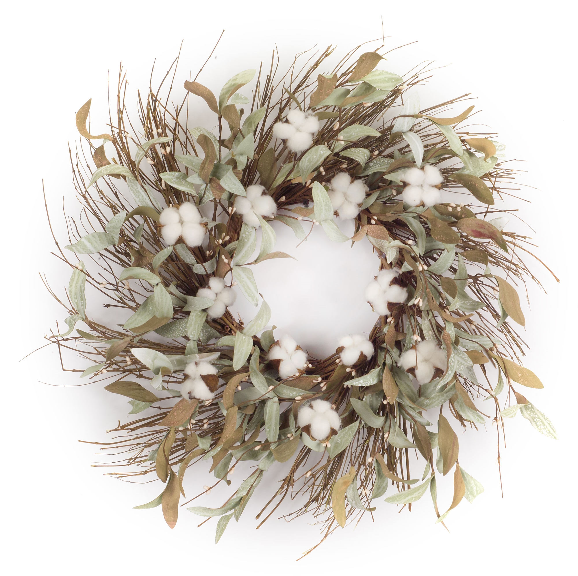 Cotton/Leaf Wreath 28