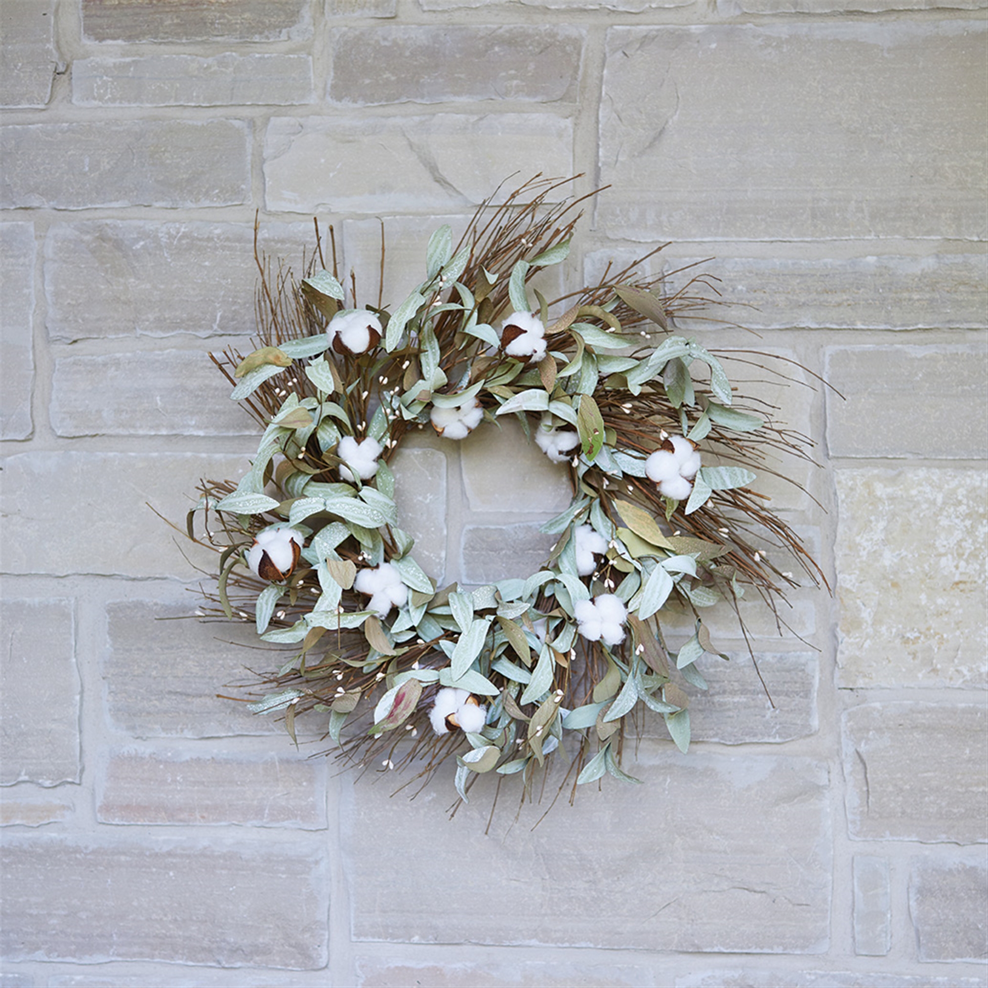 Cotton/Leaf Wreath 28