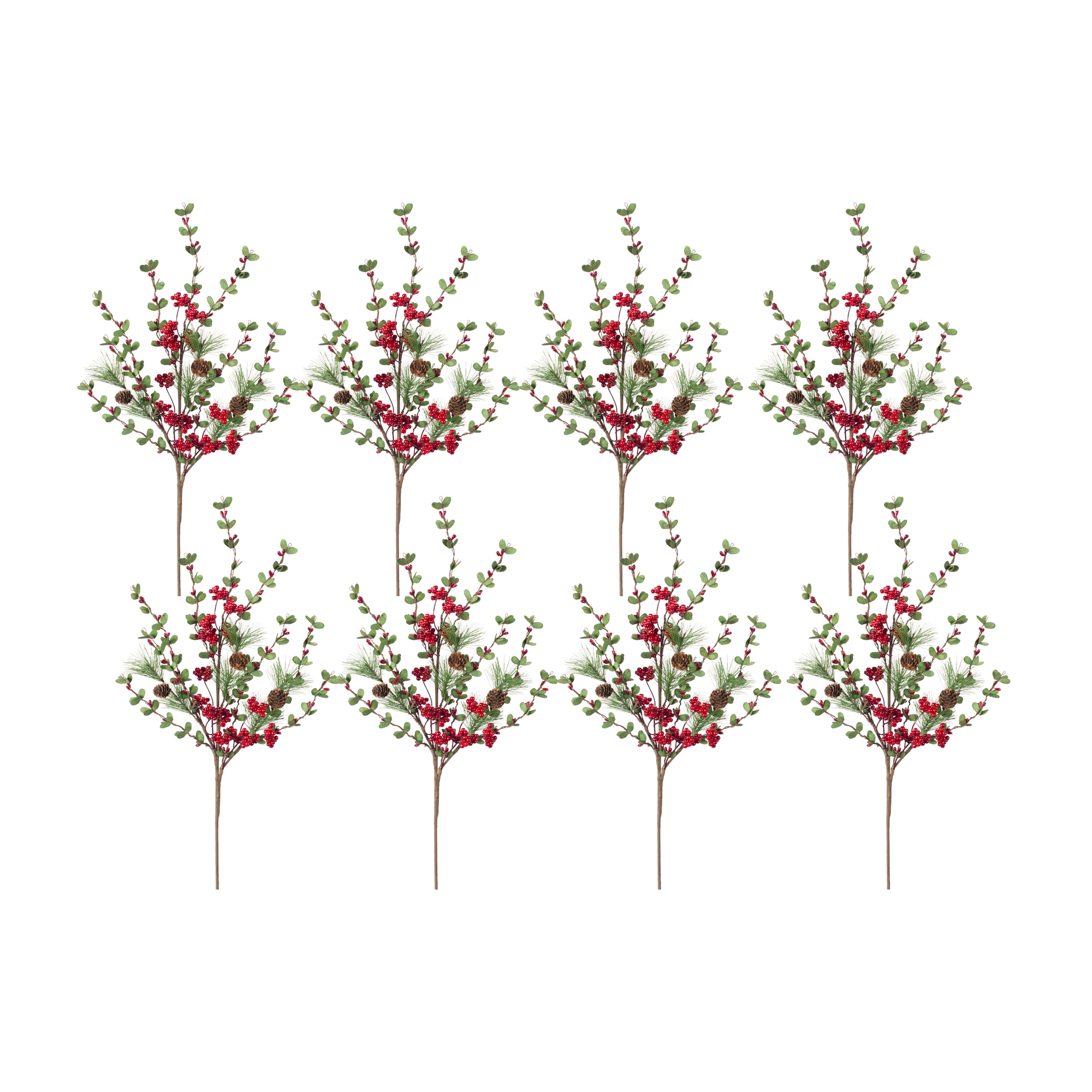 Pine/Boxwood/Berry Spray (Set of 8) 29