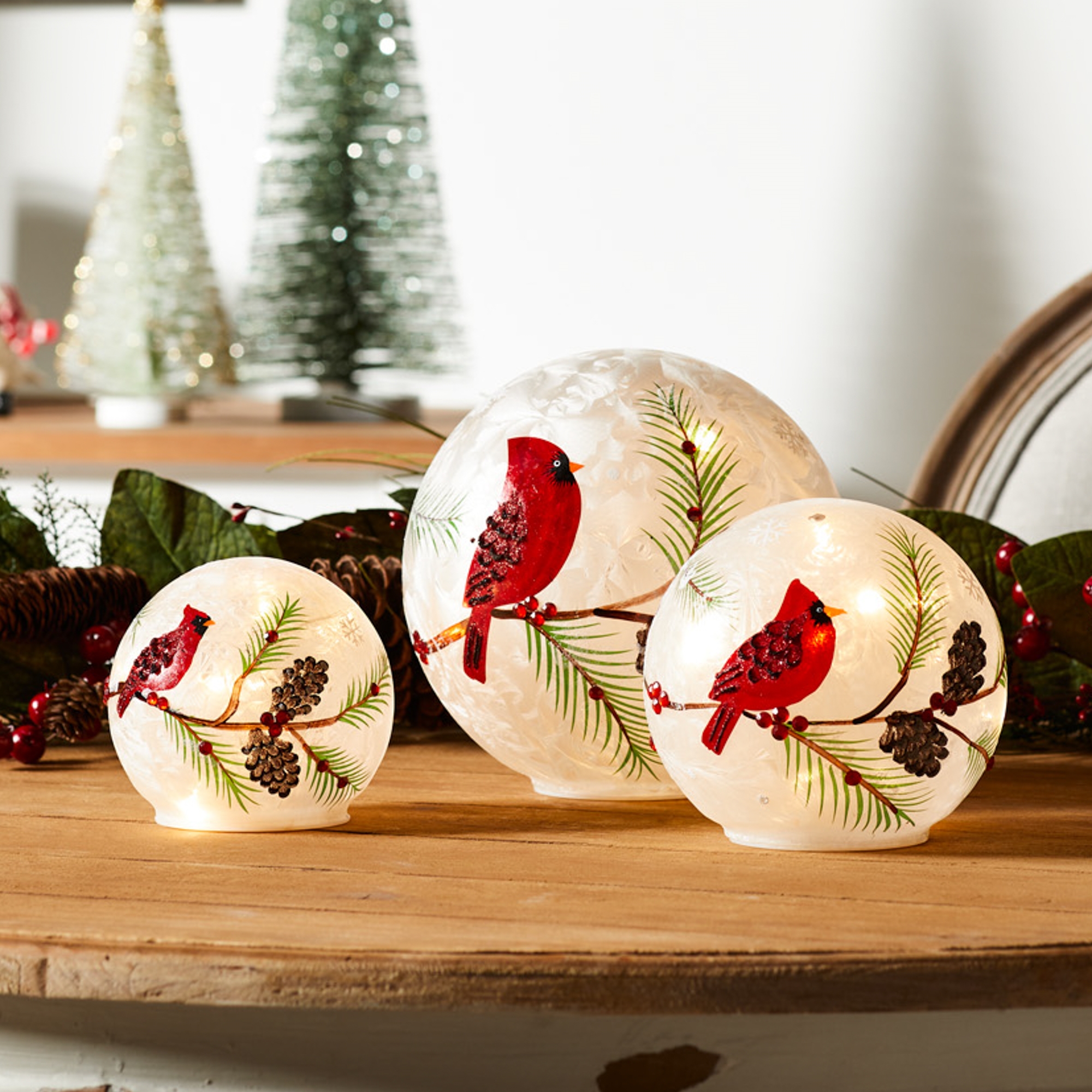 Cardinal Globe/Timer (Set of 3) 4.25