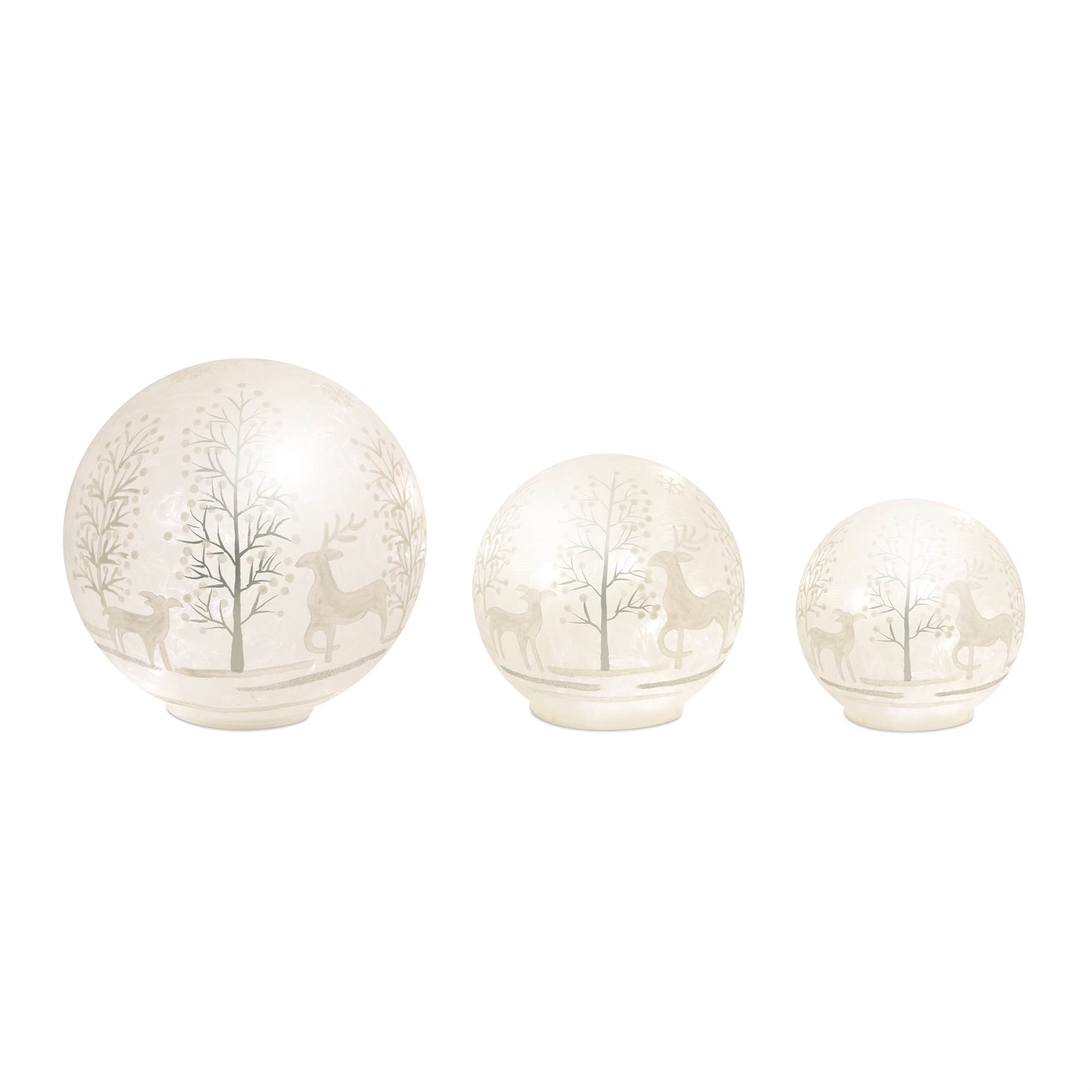 Deer and Tree Globe/Timer (Set of 3) 4.25