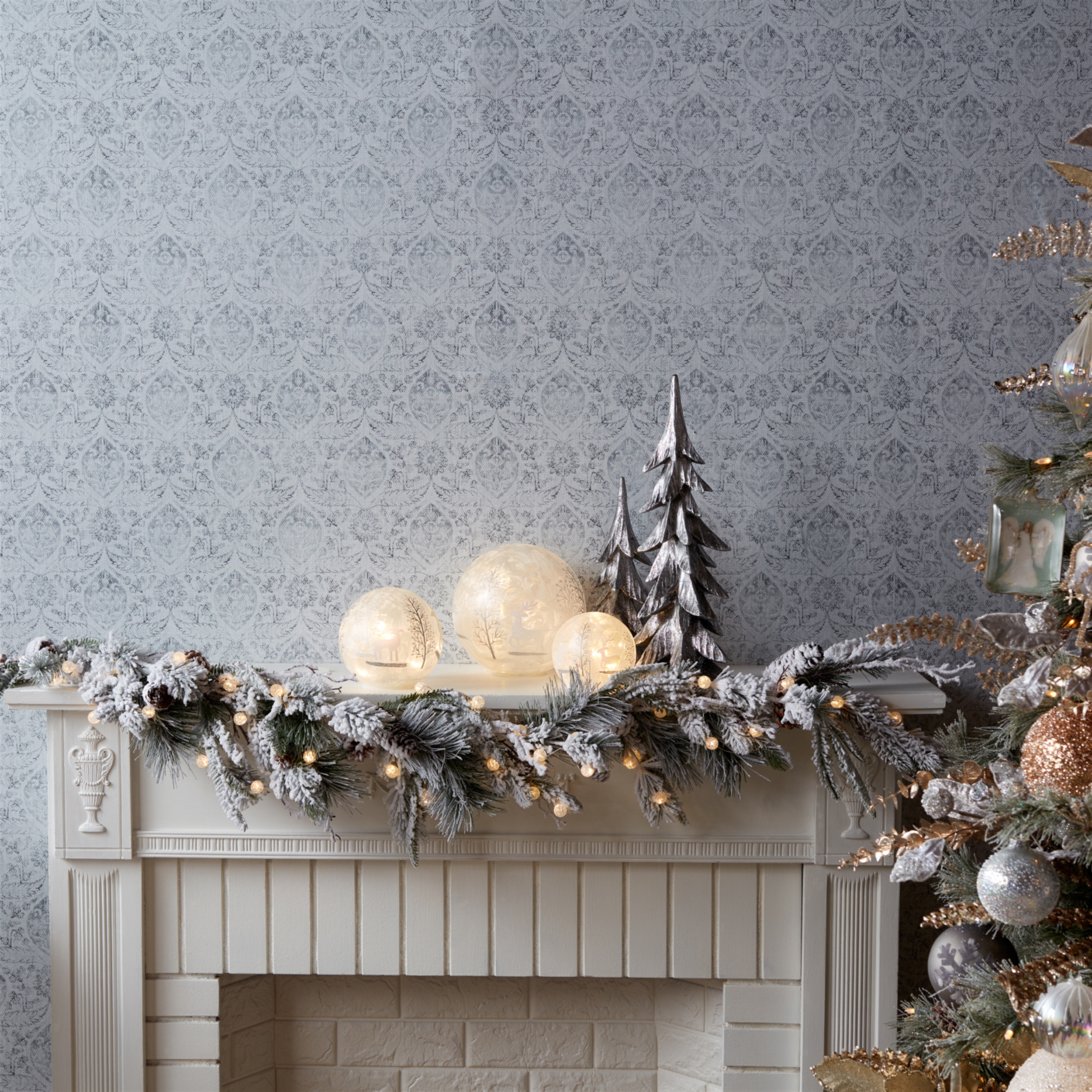 Deer and Tree Globe/Timer (Set of 3) 4.25