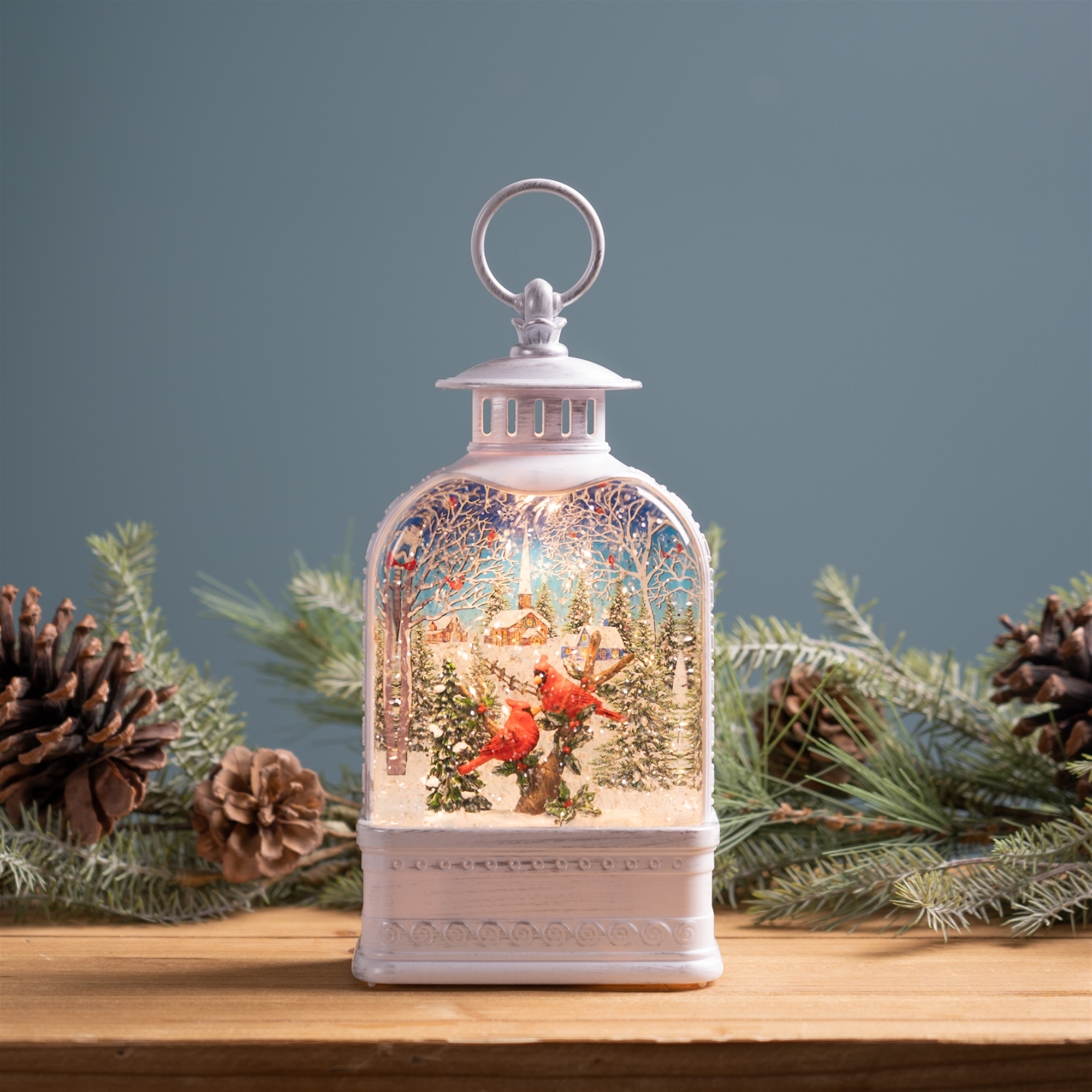 Snow Globe Lantern w/Santa 10.5