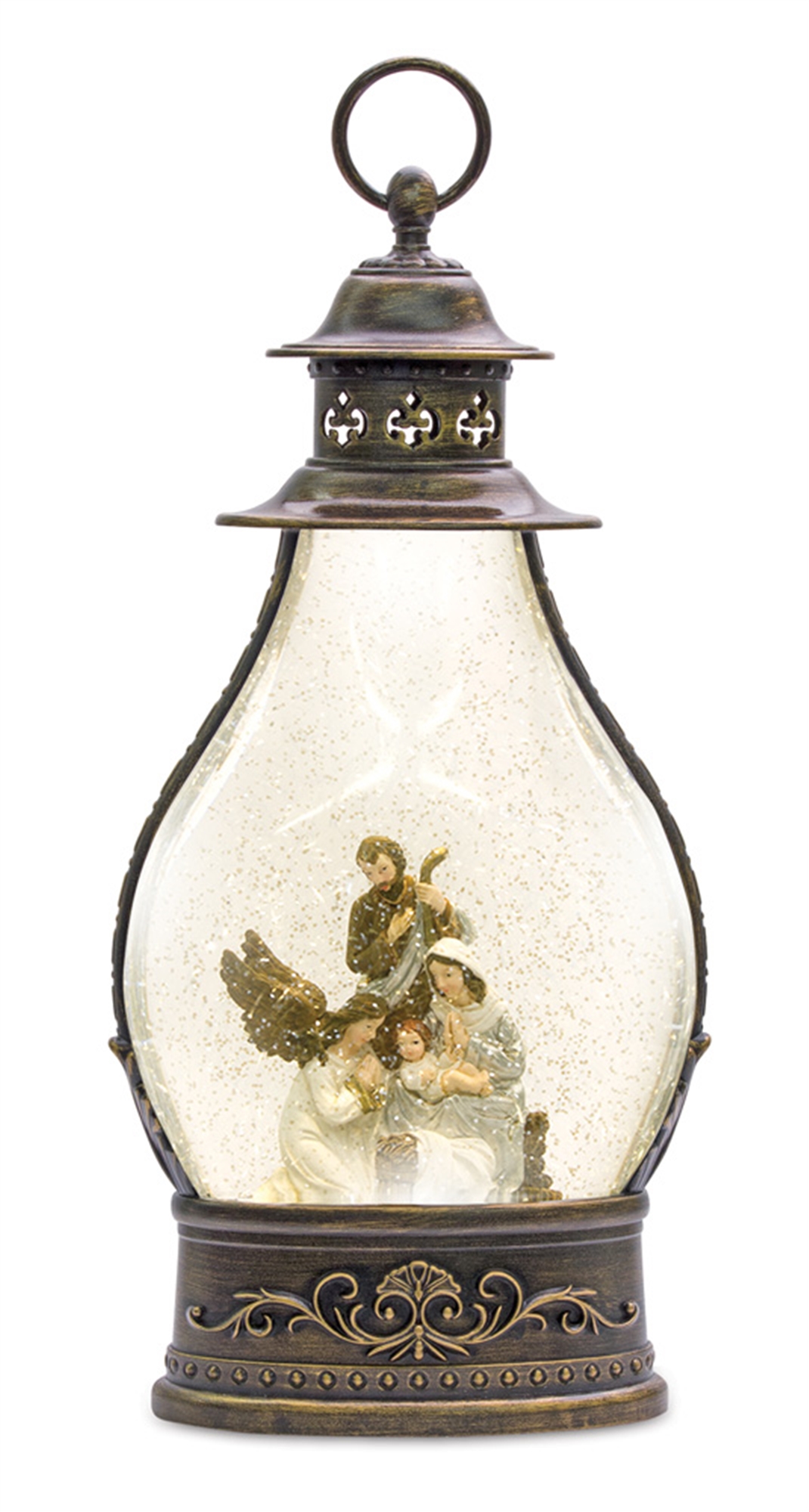 Snow Globe Lantern w/Holy Family 15.5