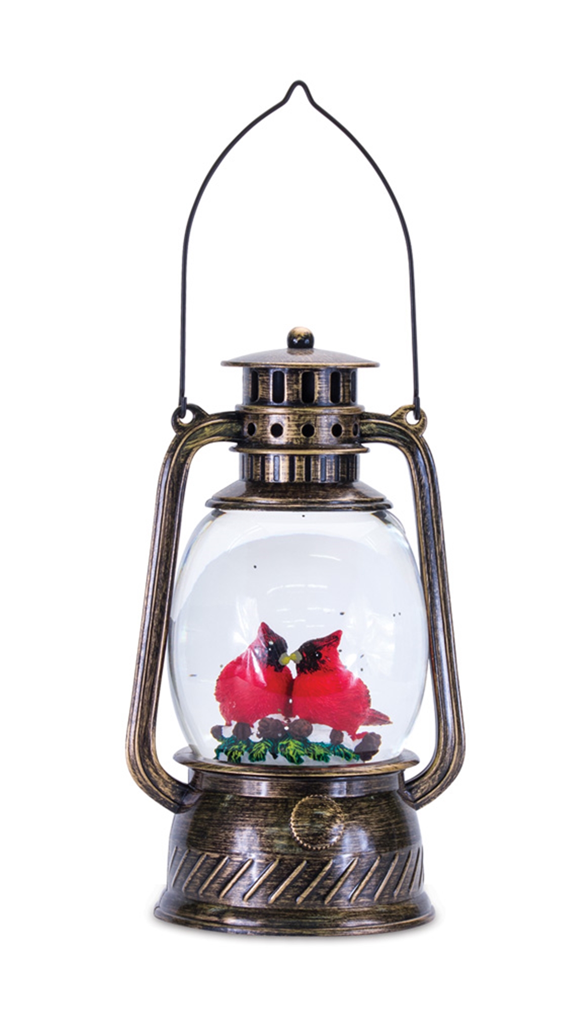 Snow Globe Lantern w/Cardinal 11.5