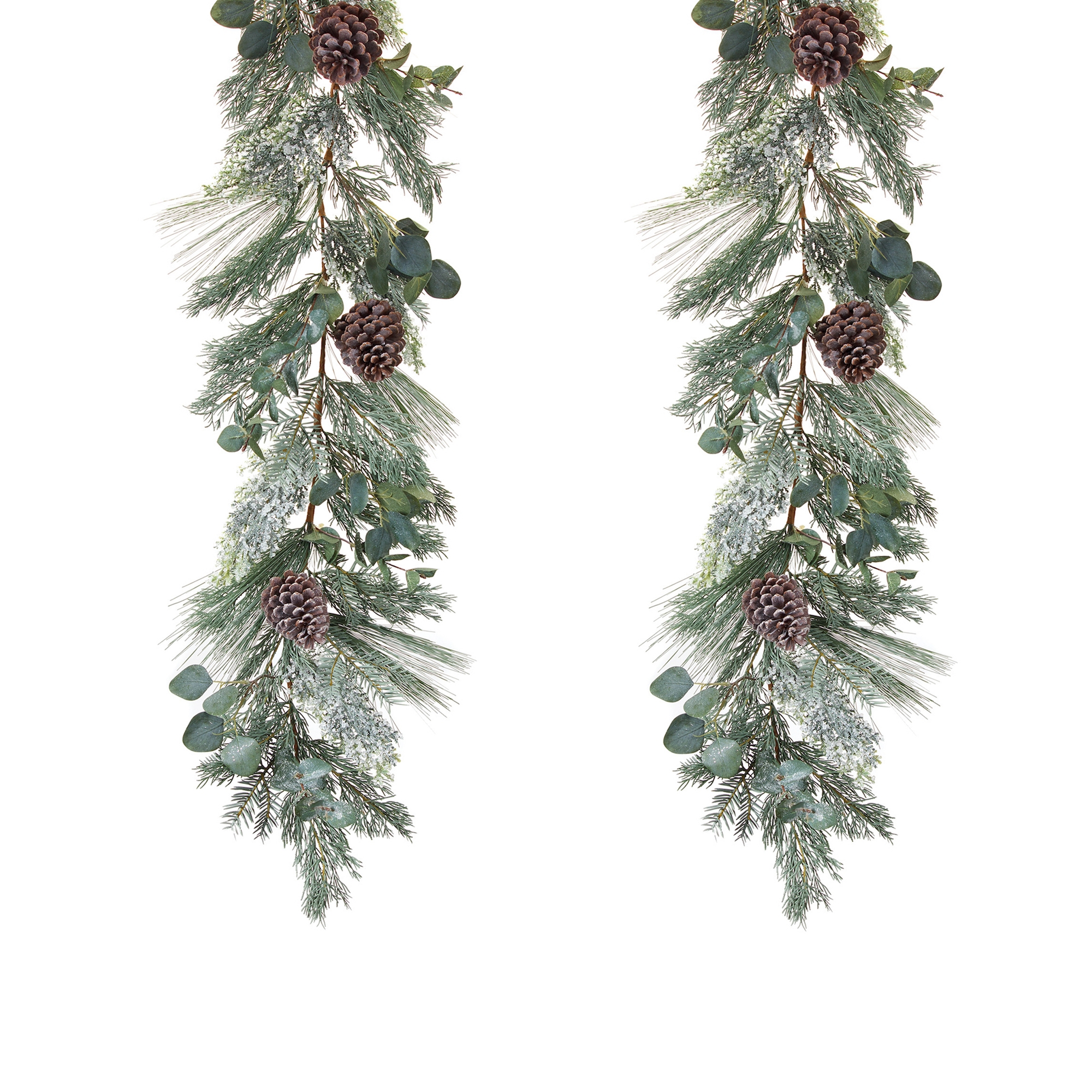 Pine and Eucalyptus Garland 6'L (Set of 2) Plastic/Polyester