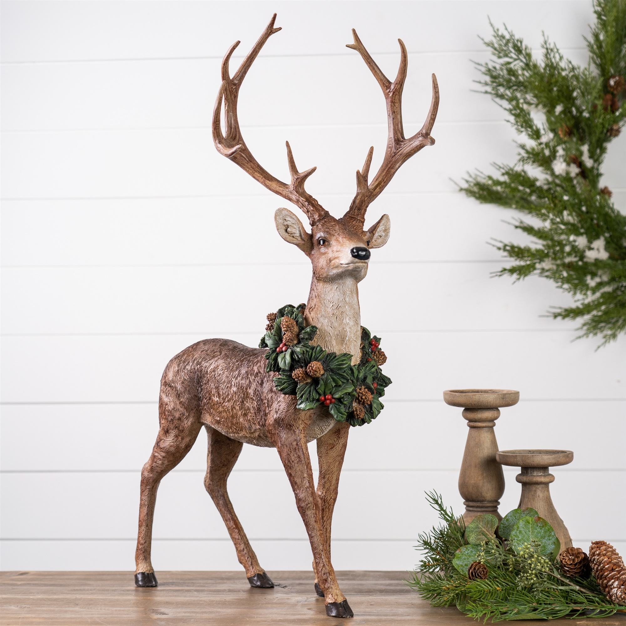 Deer w/Wreath (Set of 2) 16