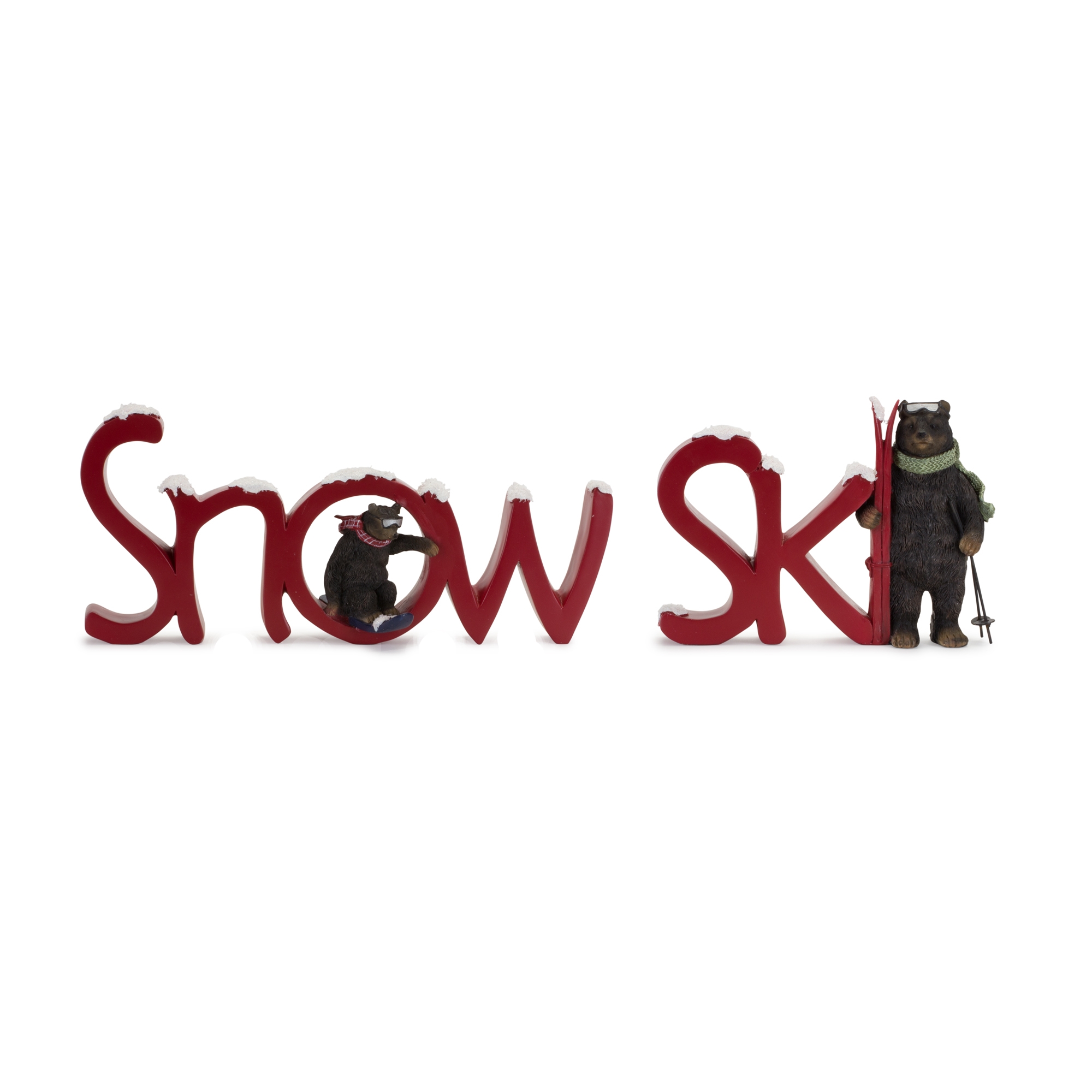 Bear Ski and Snow Sign (Set of 2) 8.25