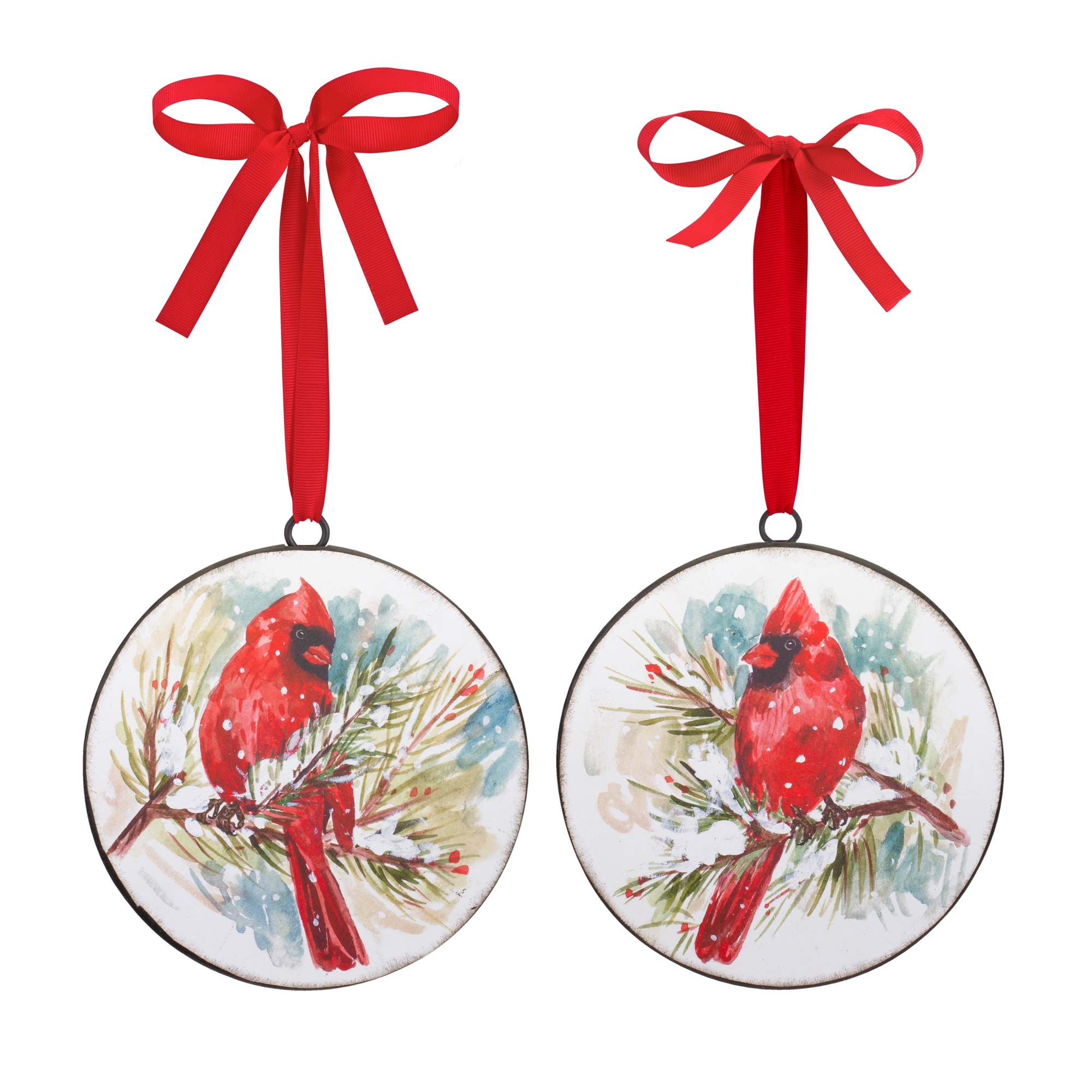 Cardinal and Pine Ornament (Set of 12) 5.75