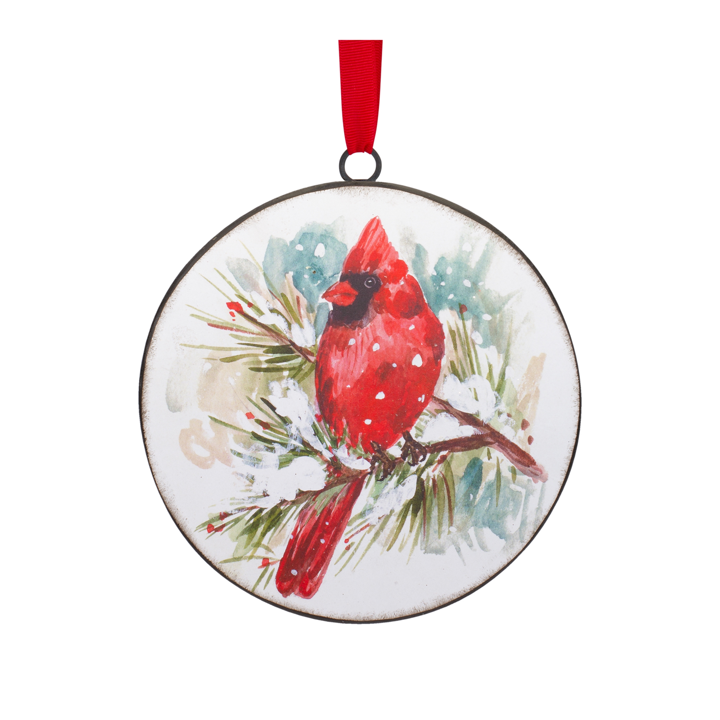Cardinal and Pine Ornament (Set of 12) 5.75