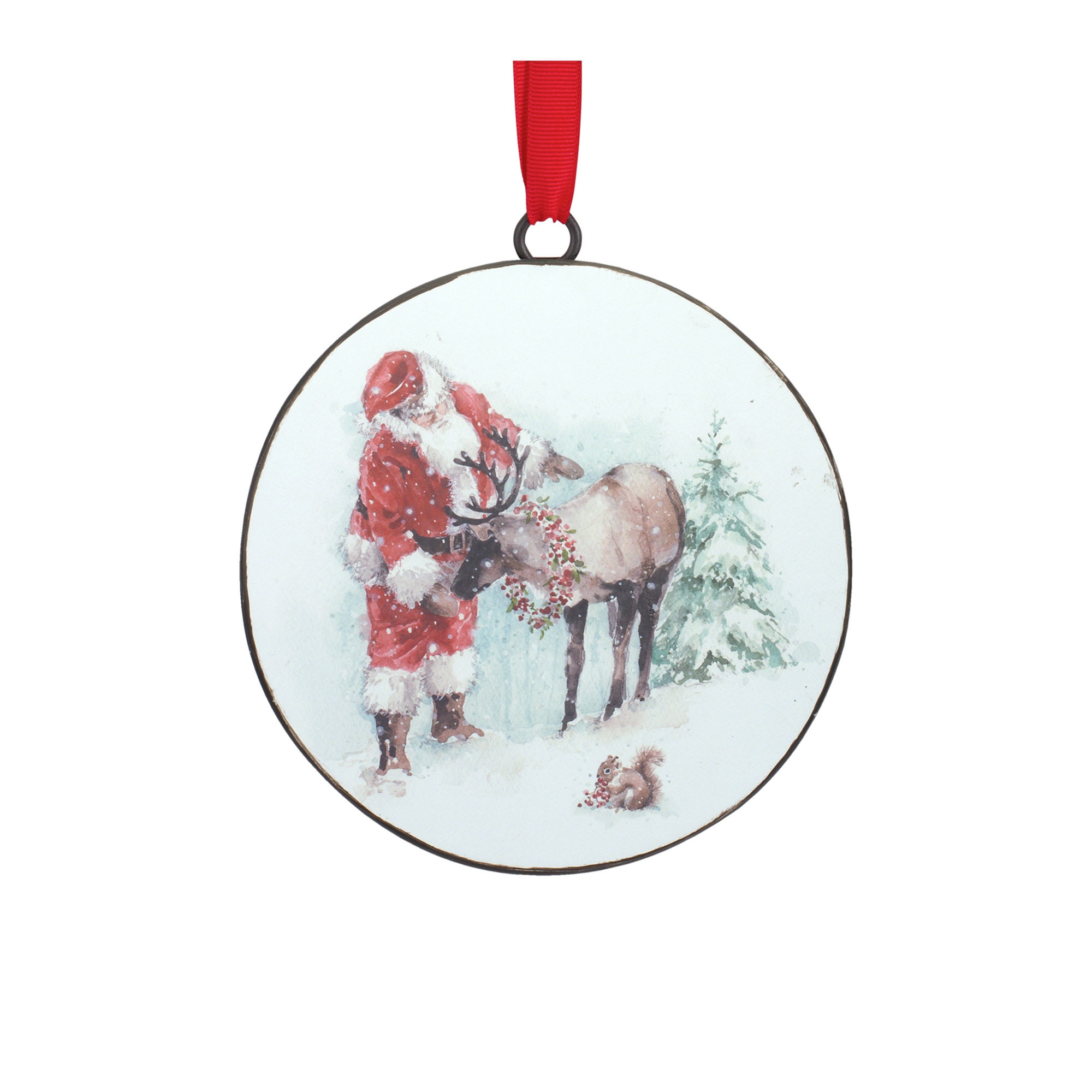 Santa and Animal Disc Ornament (Set of 12) 5.75