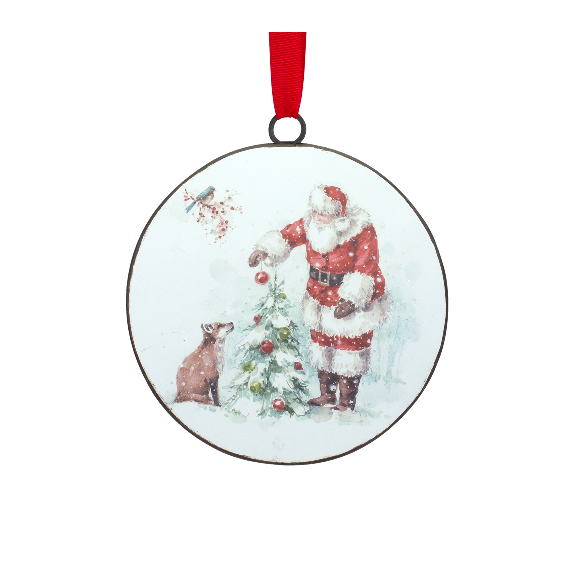 Santa and Animal Disc Ornament (Set of 12) 5.75
