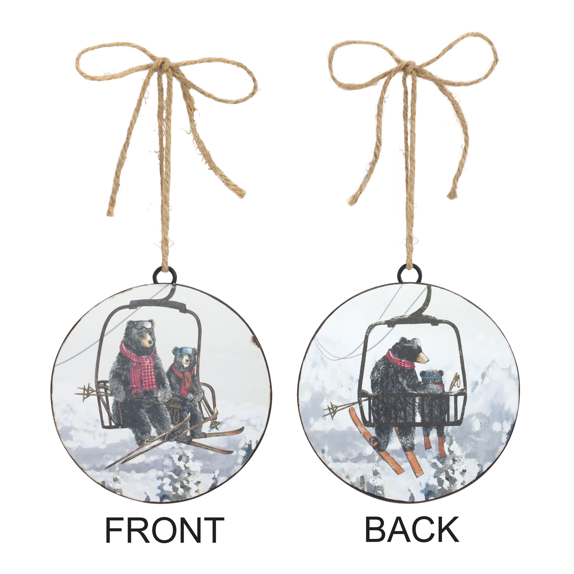 Bears on Ski Lift Ornament (Set of 12) 5.75