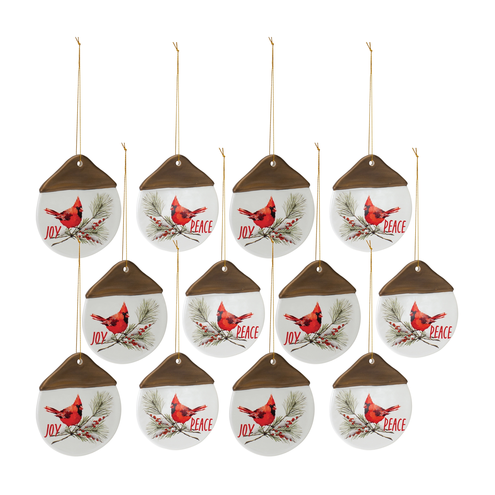 Cardinal Joy and Peace Ornament (Set of 12) 4.5