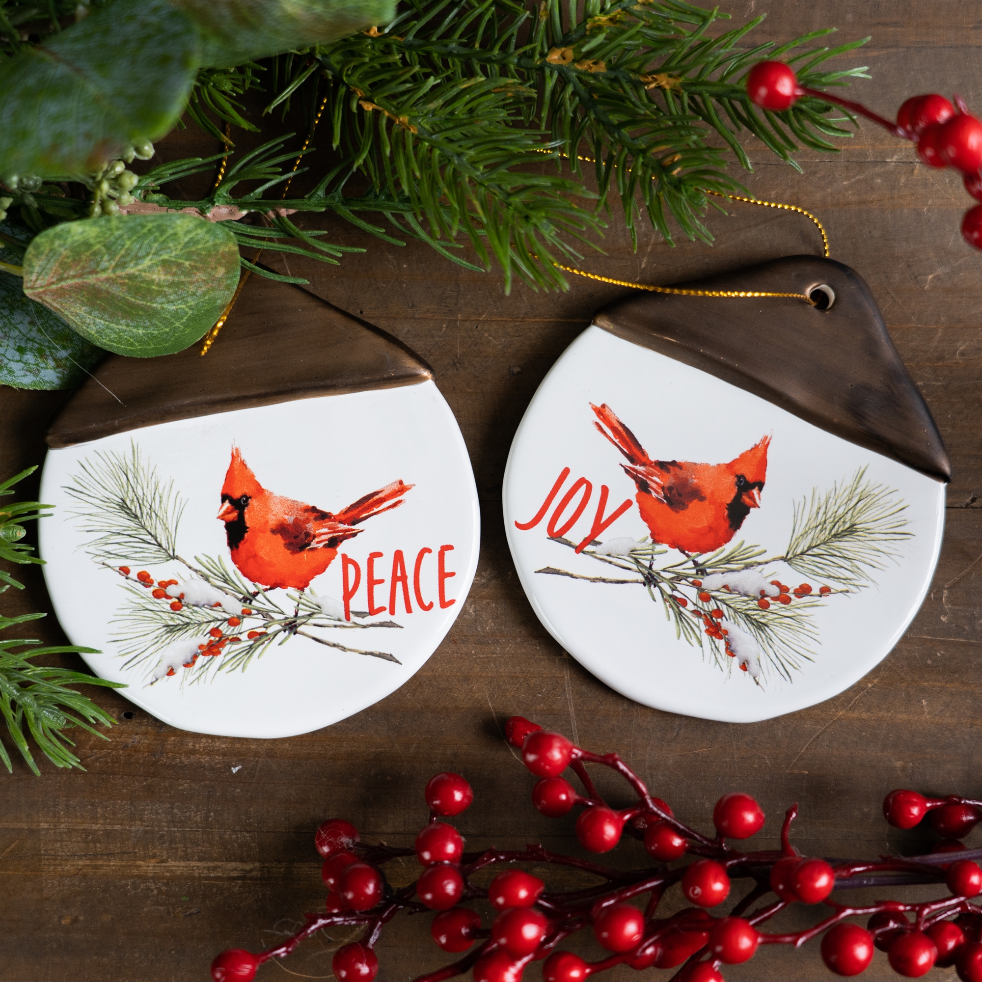 Cardinal Joy and Peace Ornament (Set of 12) 4.5