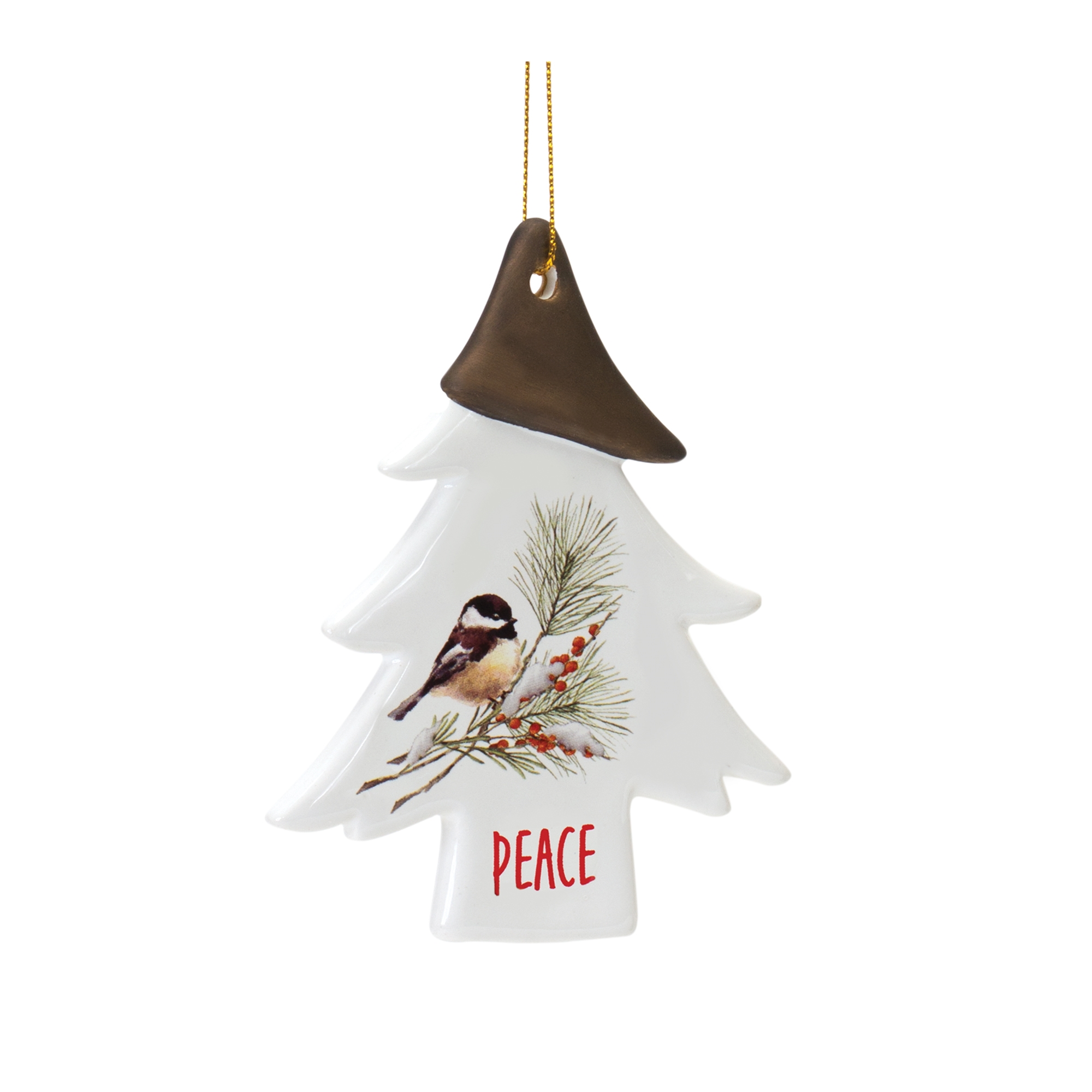 Chickadee Joy and Peace Tree Ornament (Set of 12) 4.75