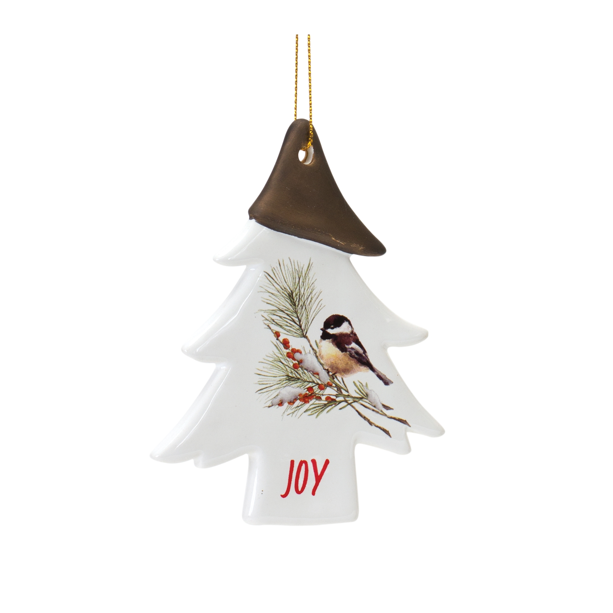Chickadee Joy and Peace Tree Ornament (Set of 12) 4.75