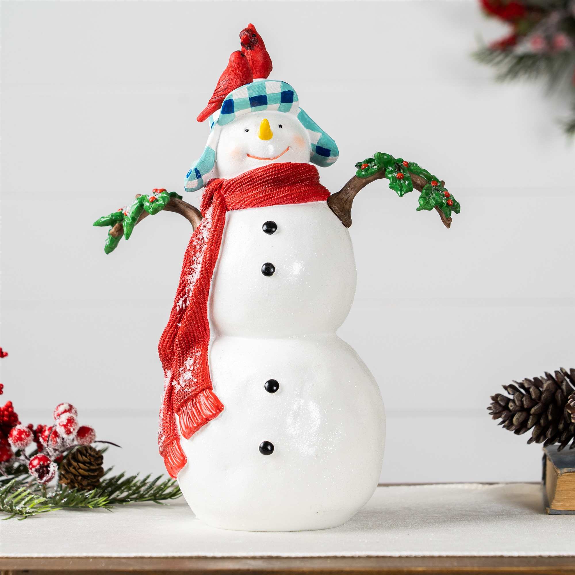 Snowman w/Cardinals 12.5