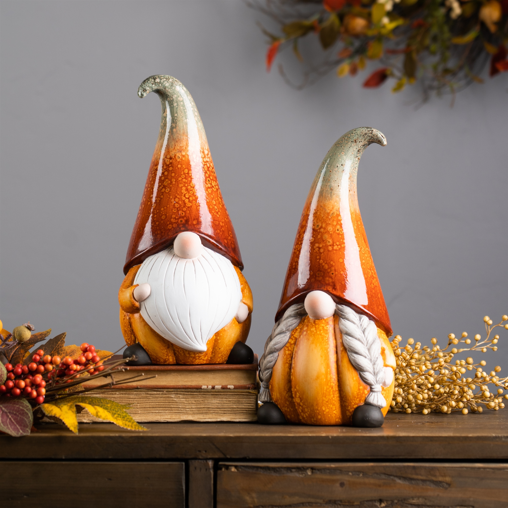 Pumpkin Gnome (Set of 2) 11.5