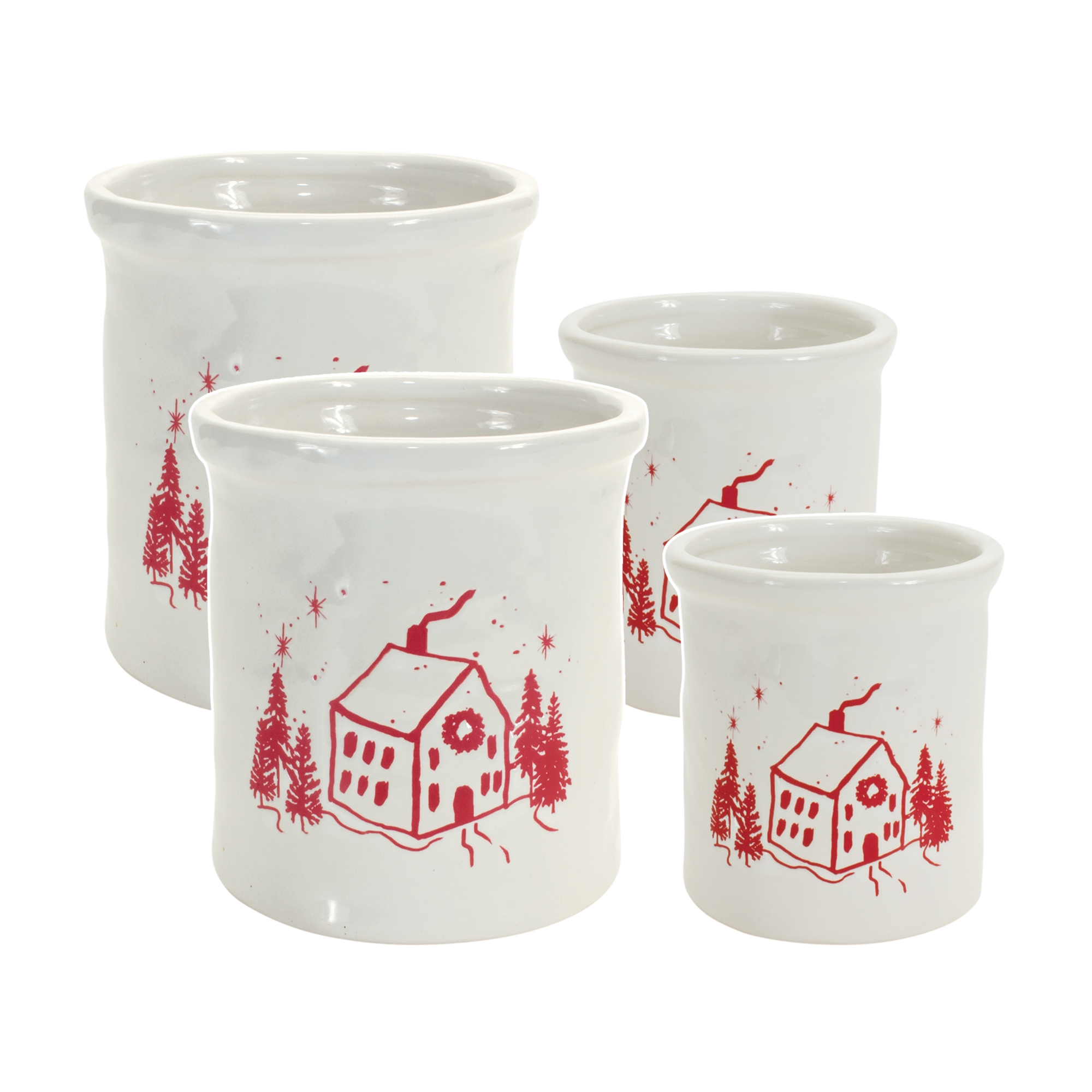 Crock w/House (Set of 4) 4