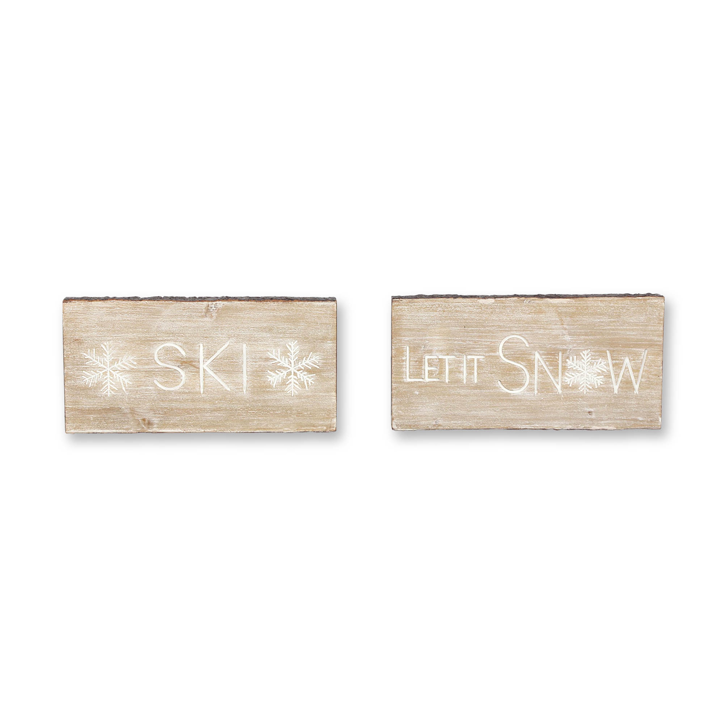 Let It Snow and Ski Plaque (Set of 2) 15.75