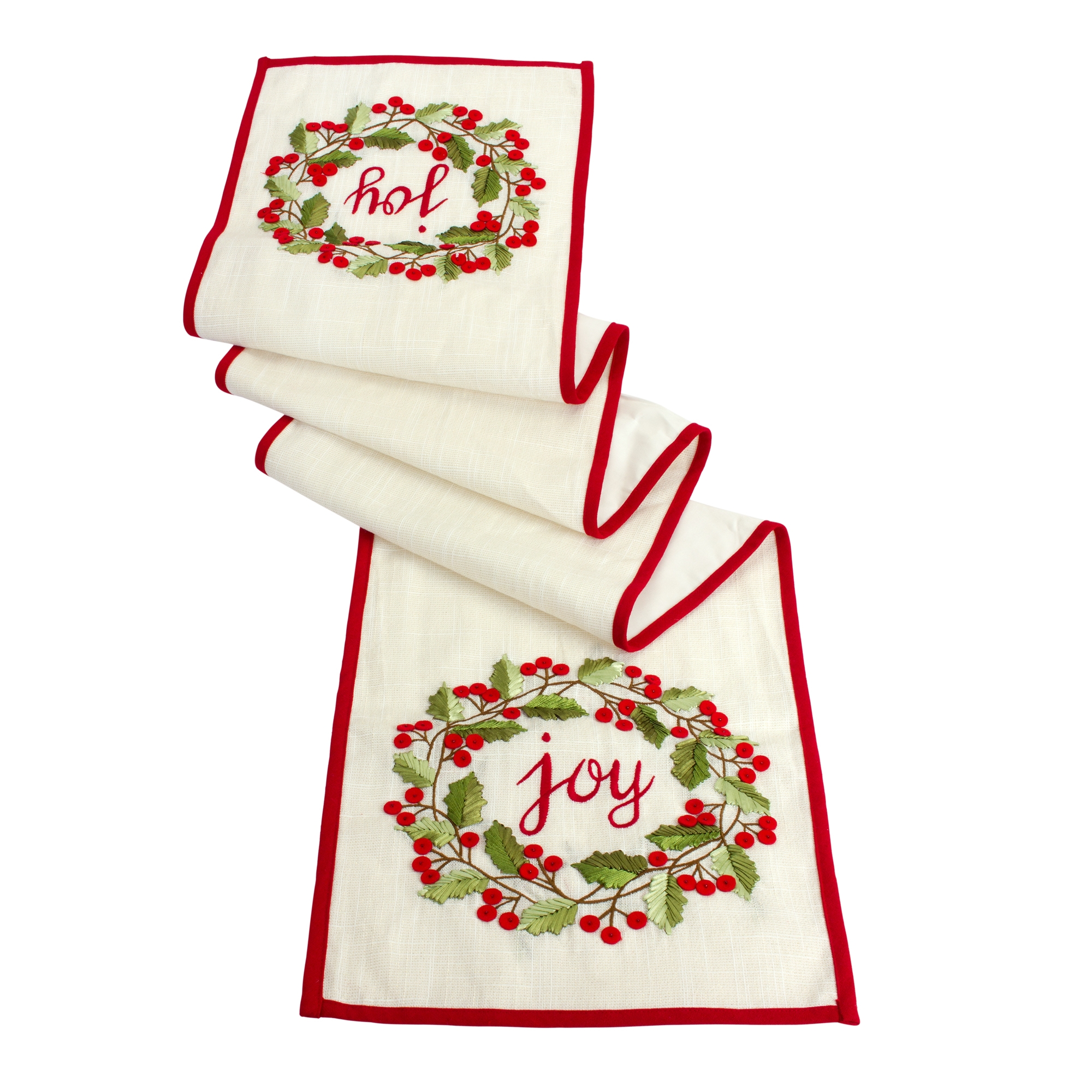 Joy and Holly Wreath Table Runner 72