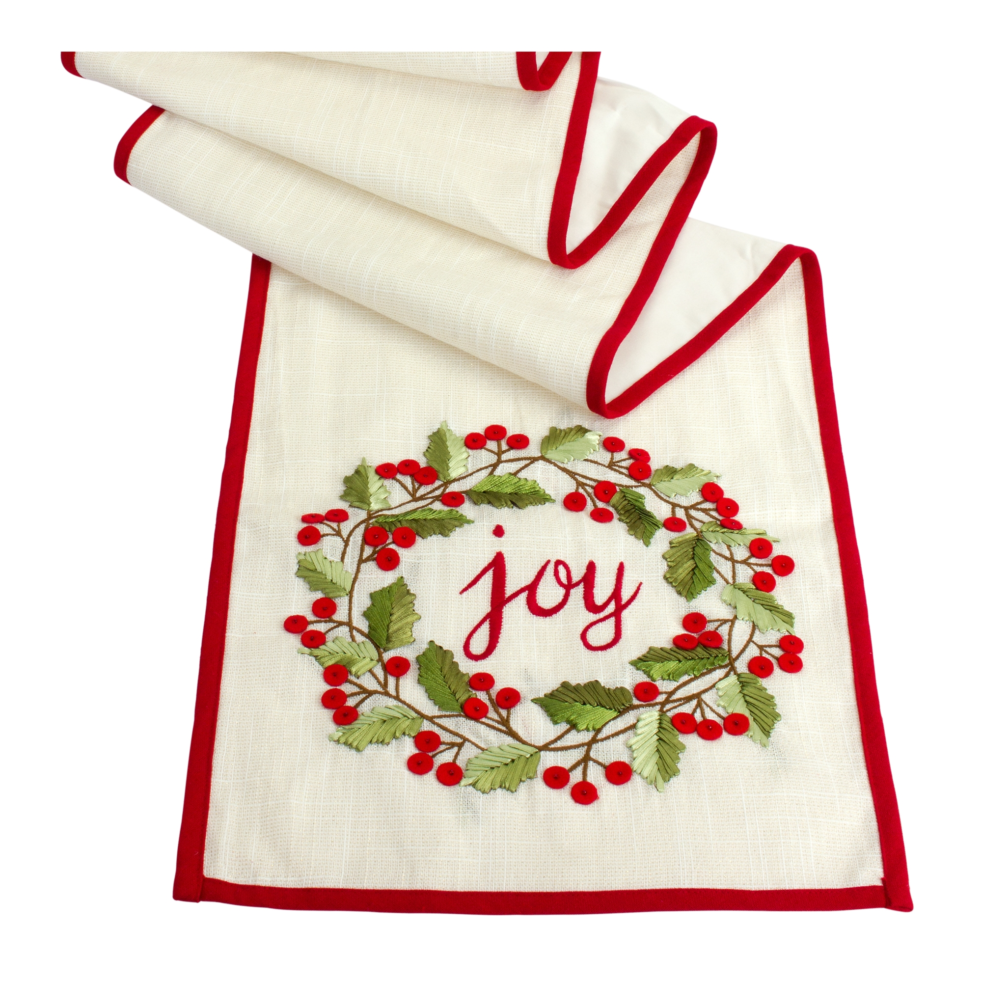 Joy and Holly Wreath Table Runner 72