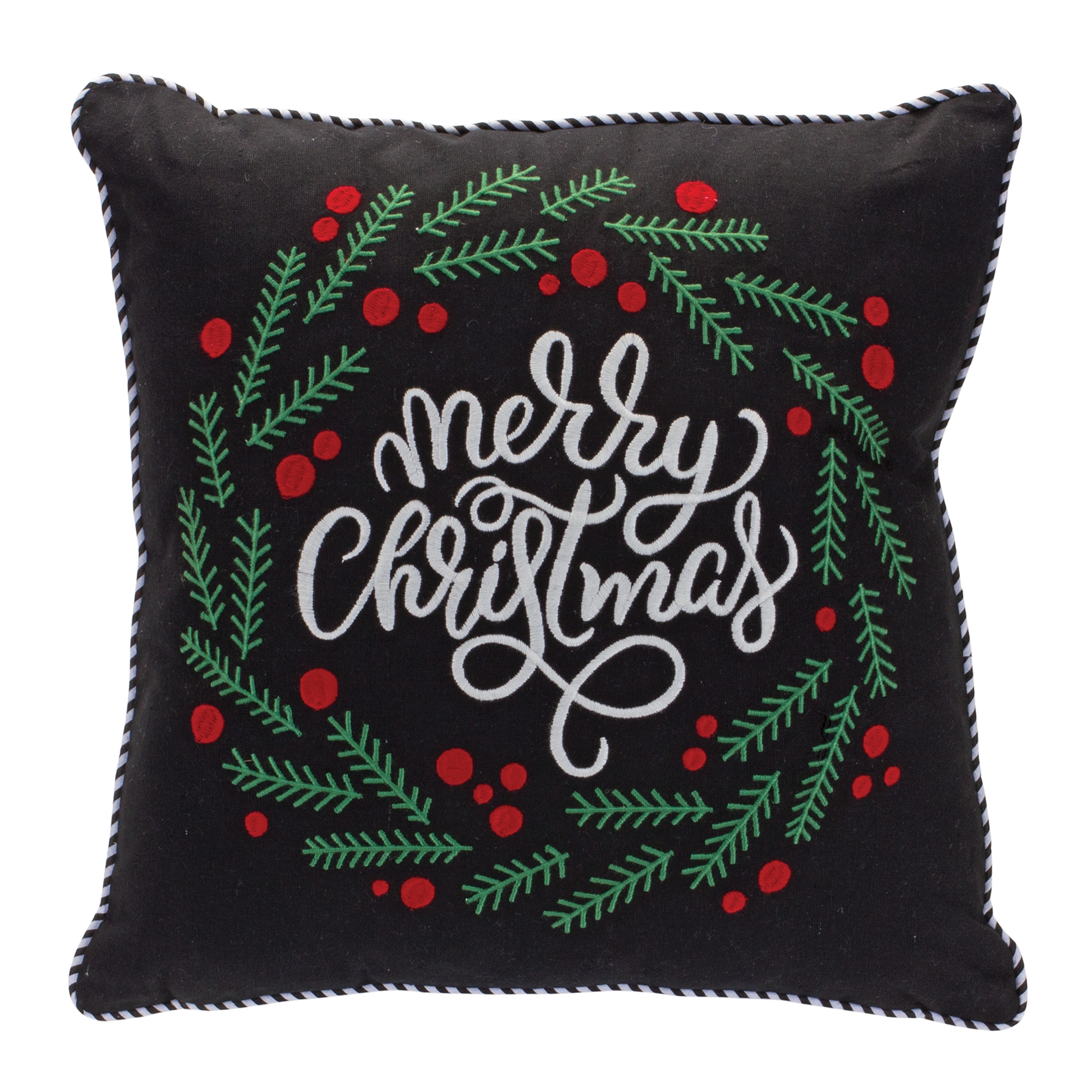 Merry Christmas and Pine Wreath Pillow 15