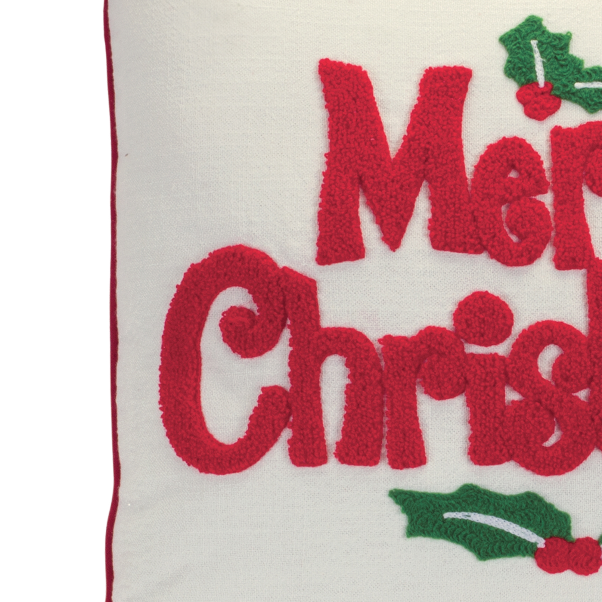Merry Christmas and Holly Pillow 16