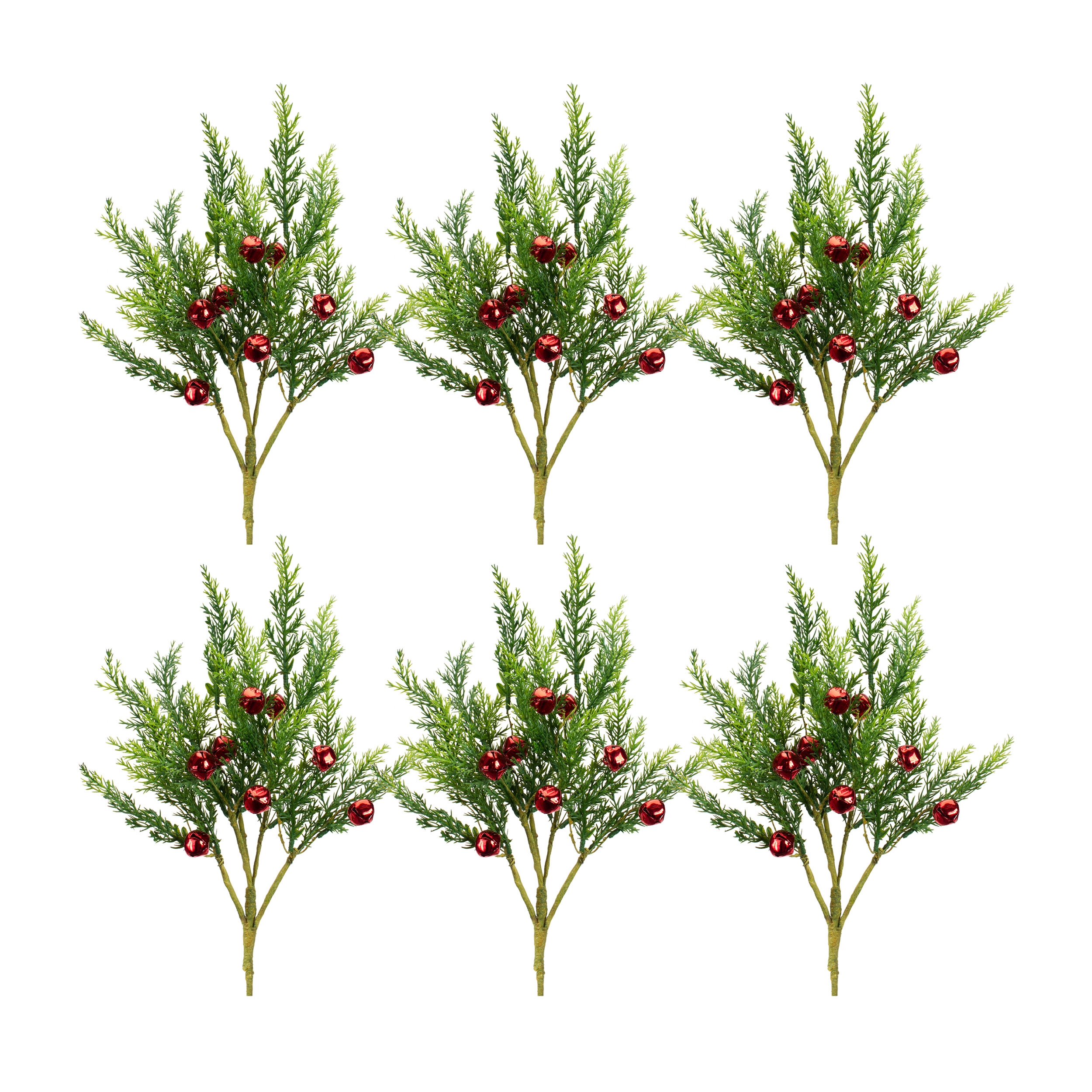 Pine Pick w/Bells (Set of 6) 16.75