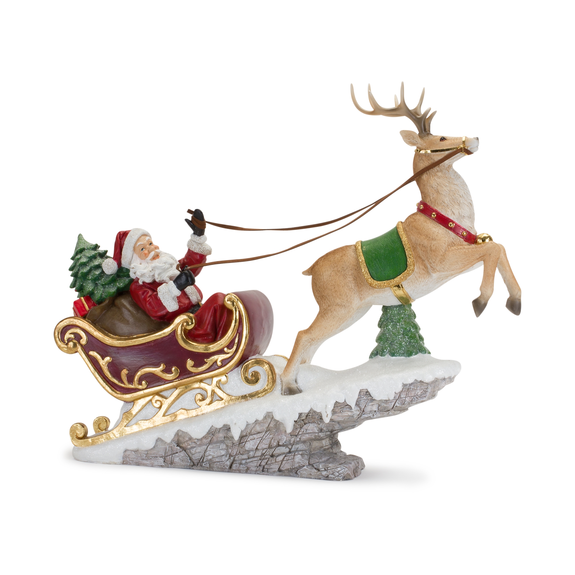 Santa in Sleigh w/Deer 21.5