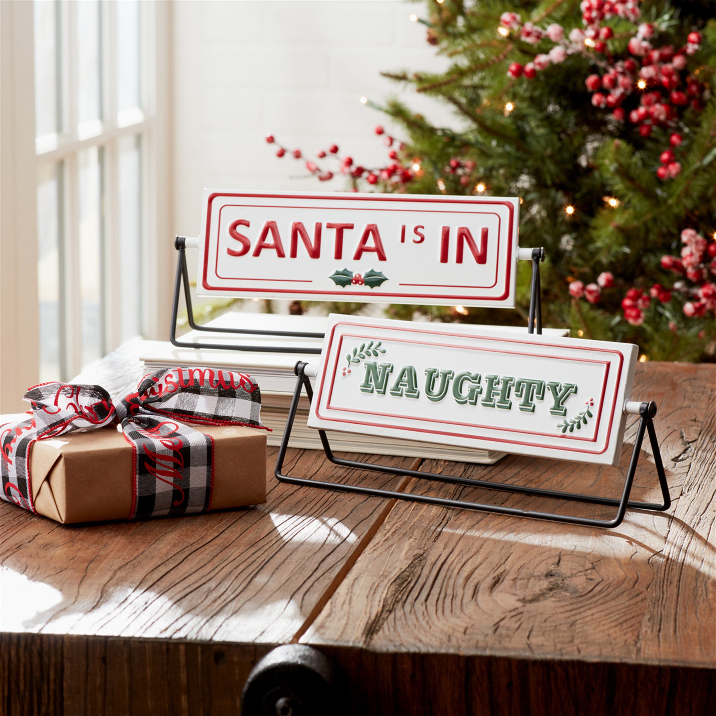 Reversable Santa Sign (Set of 2) 12.75