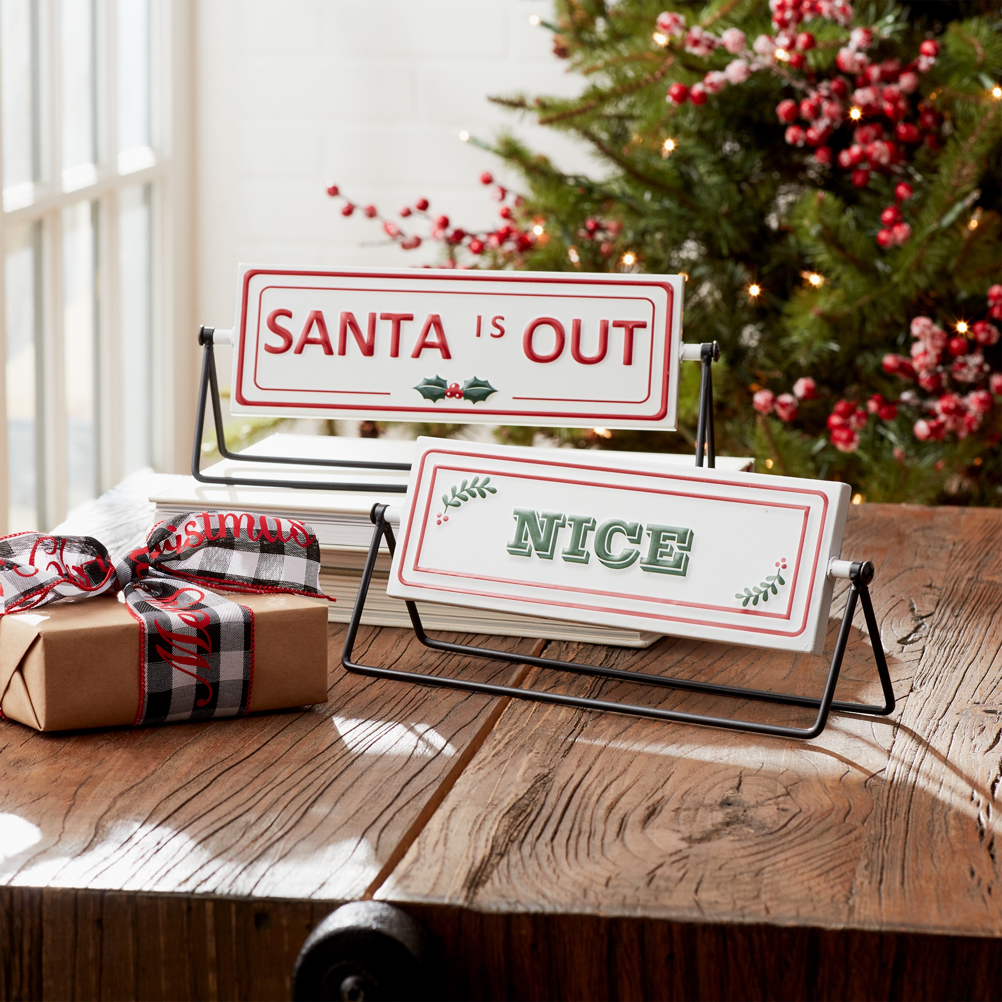 Reversable Santa Sign (Set of 2) 12.75