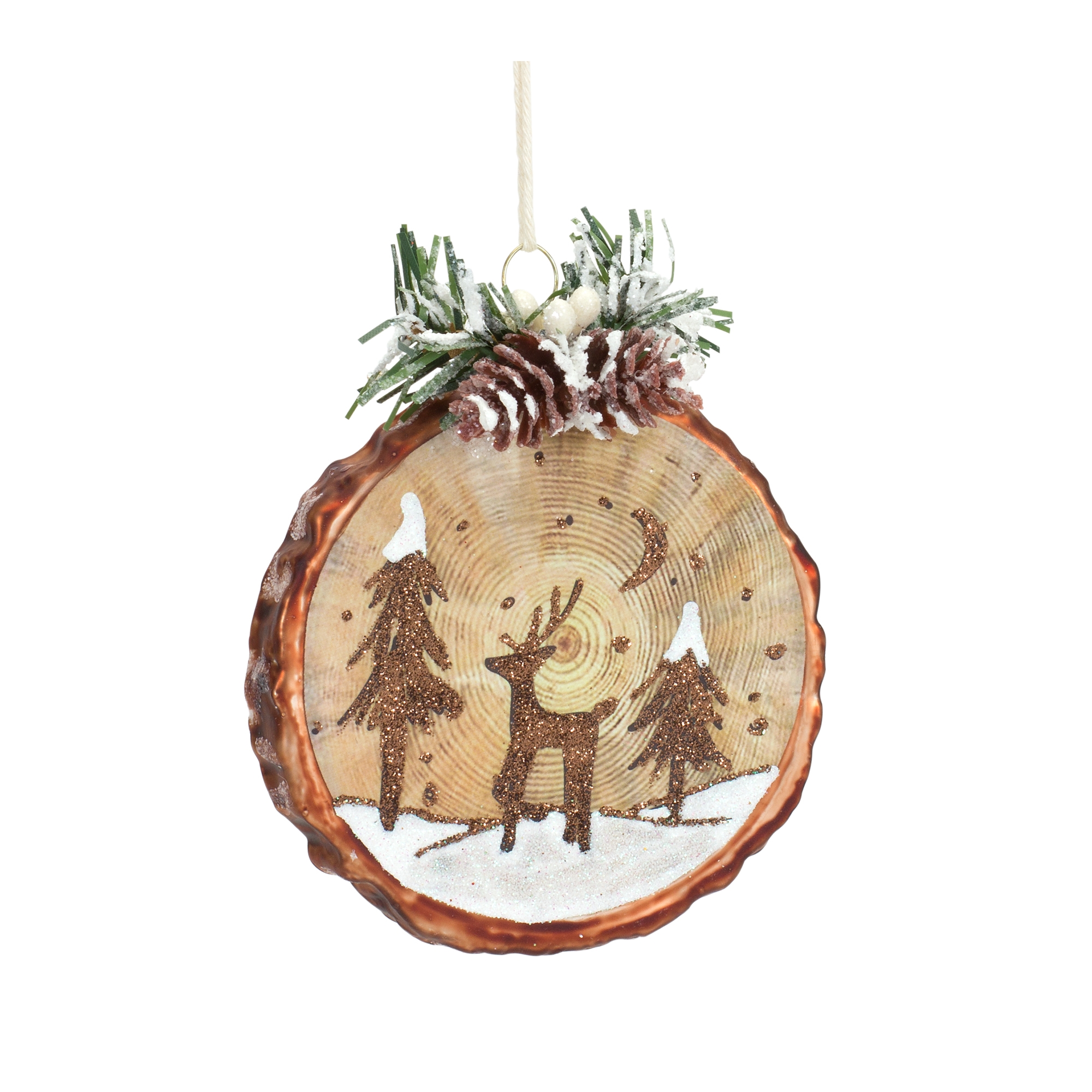 Cabin and Deer Ornament (Set of 6) 4.5