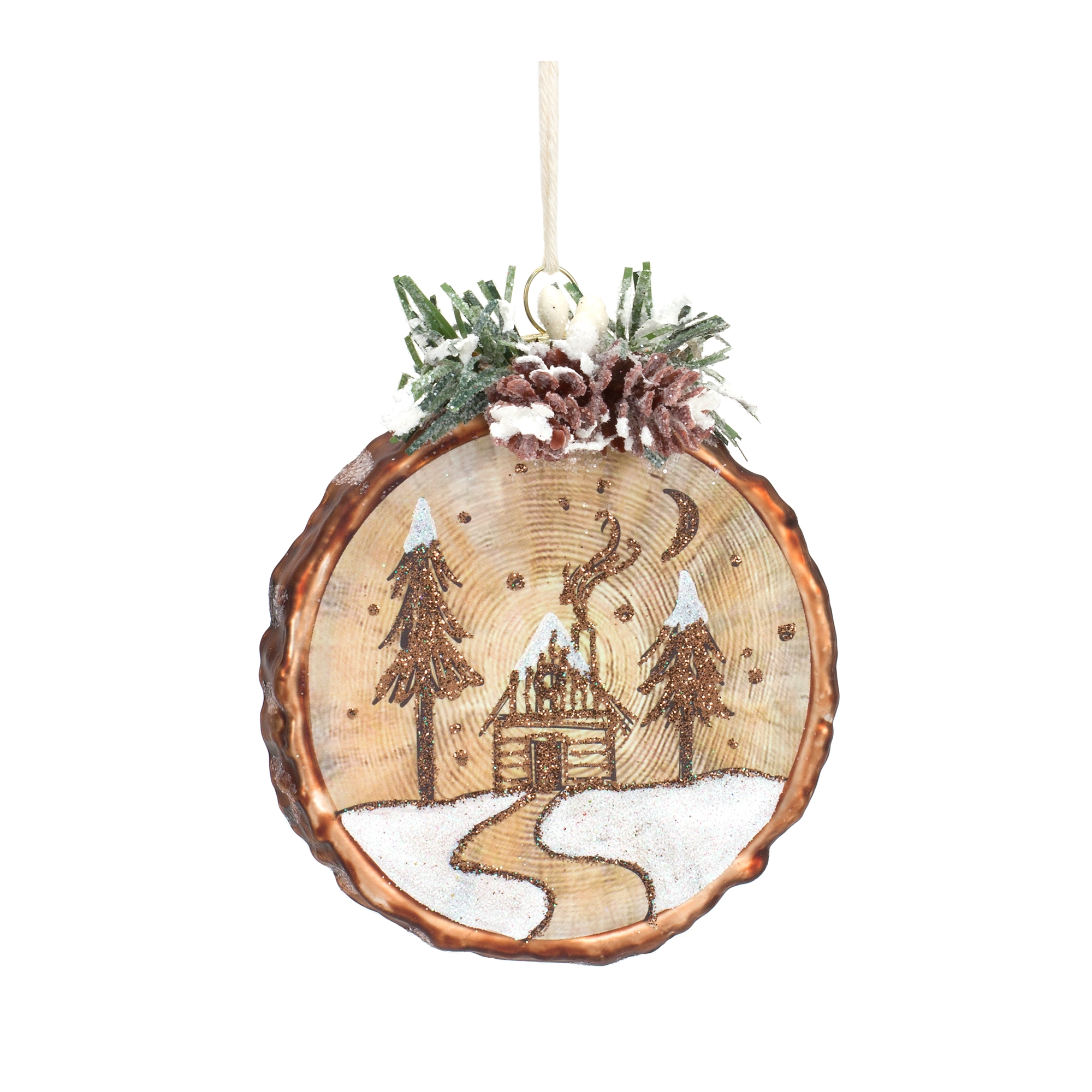 Cabin and Deer Ornament (Set of 6) 4.5