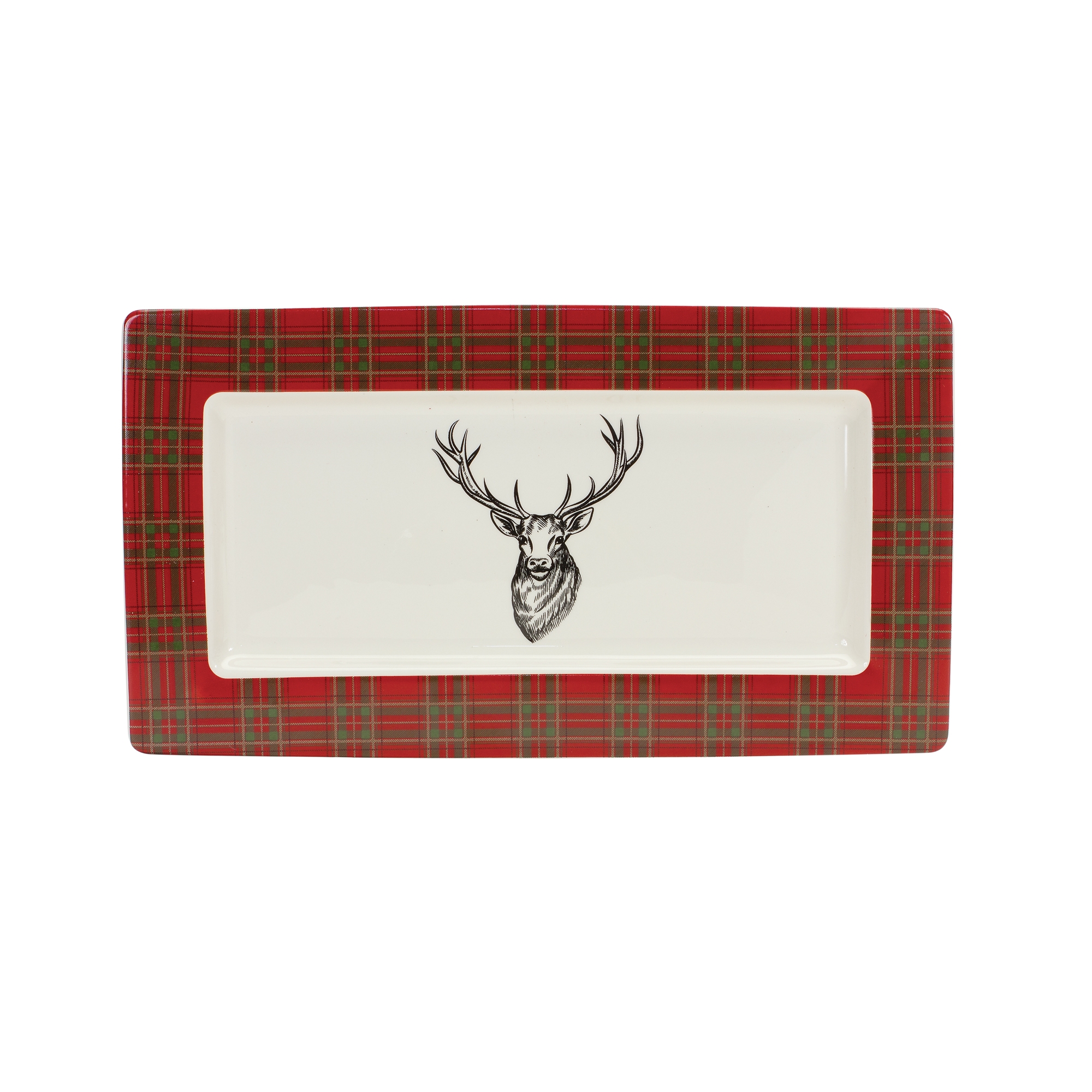 Plaid and Deer Platter (Set of 2) 13.25