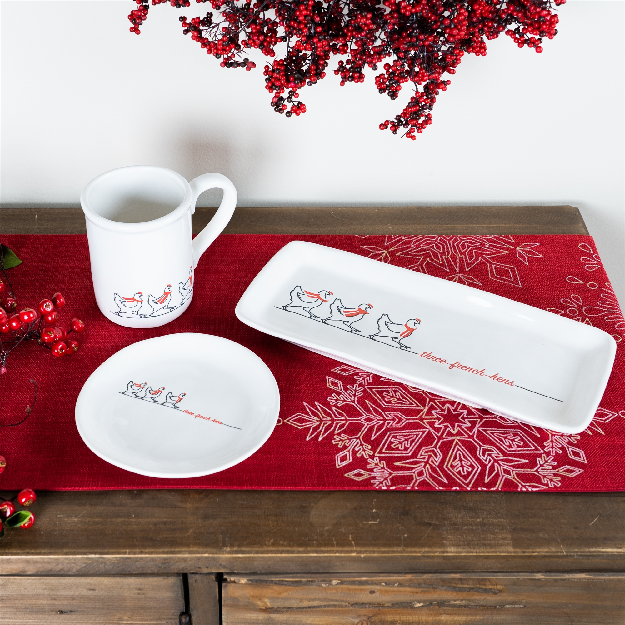 Three French Hens Plate (Set of 4) 6.5