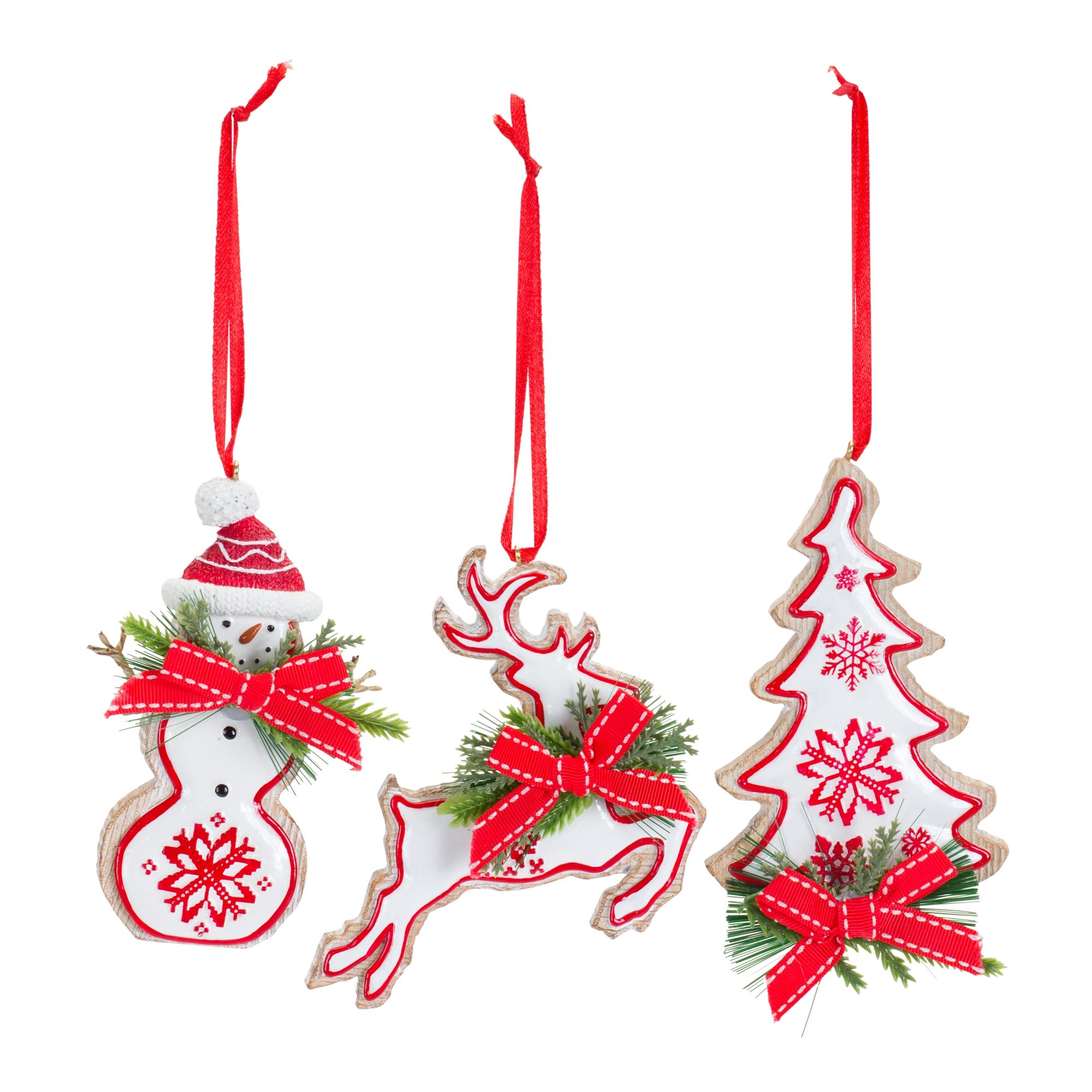 Snowman/Tree/Deer Ornament (Set of 6) 4.25