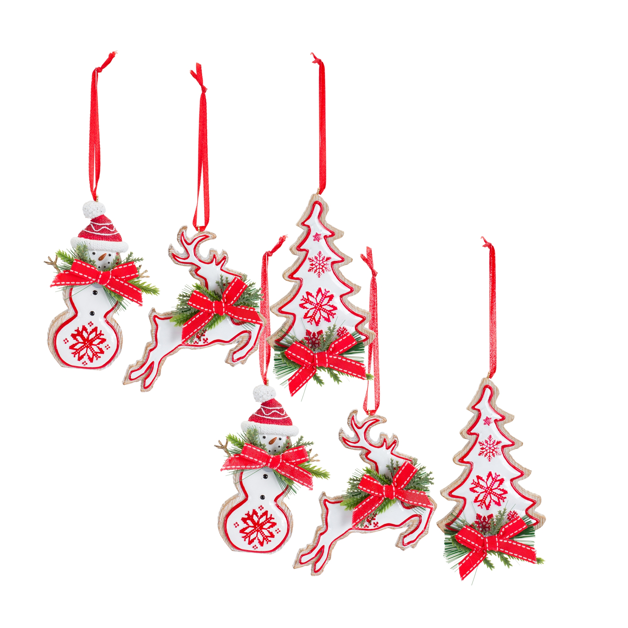 Snowman/Tree/Deer Ornament (Set of 6) 4.25